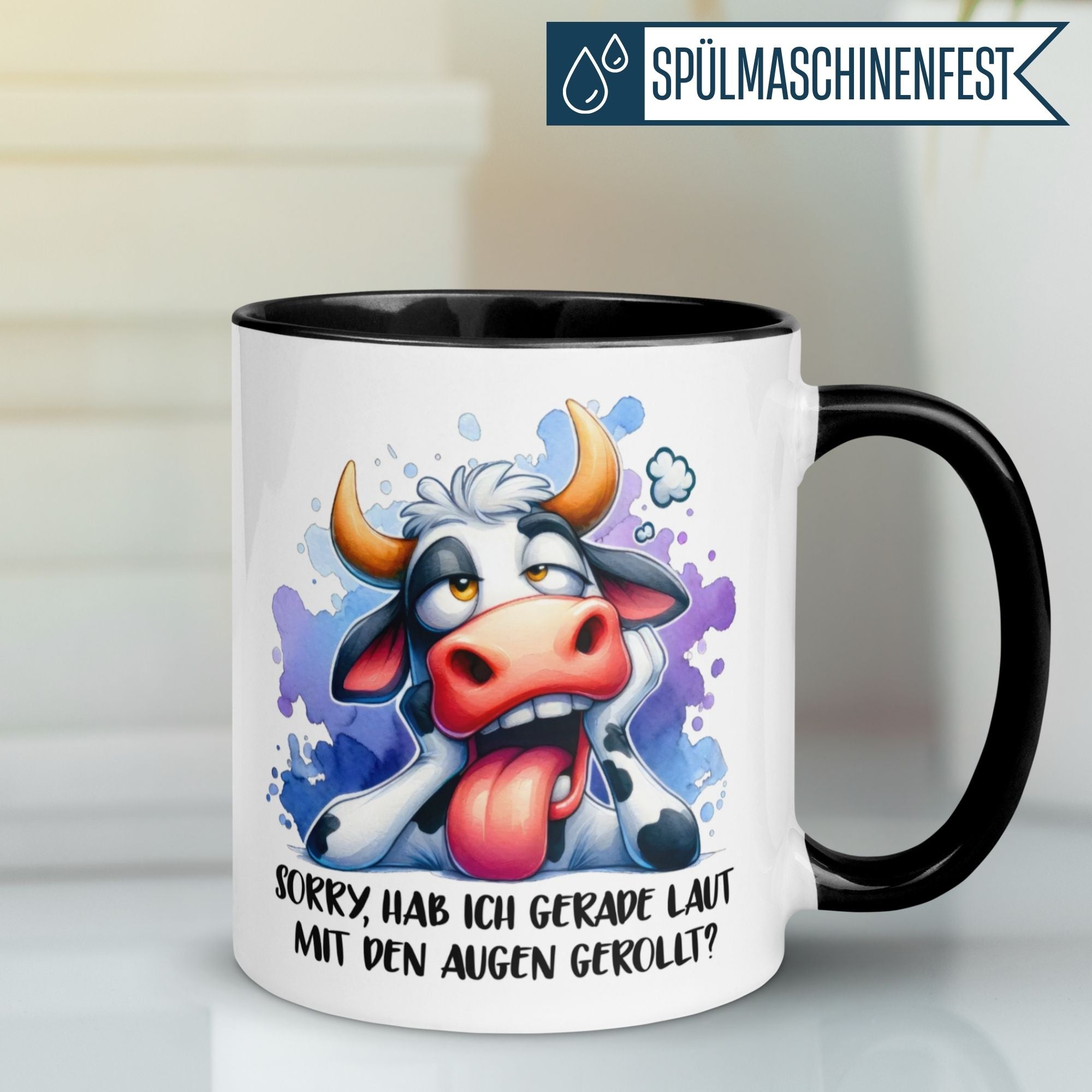 Tasse Kuh – „Sorry hab ich gerade laut mit den Augen gerollt“ – lustiges Geschenk für Bauer