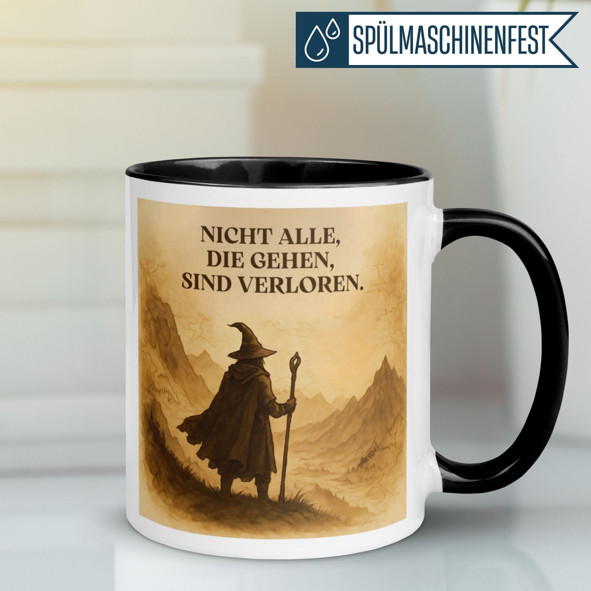 Momentals Tasse mit Spruch "Nicht alle, die gehen, sind verloren" für Kollegen und Freundschaften.