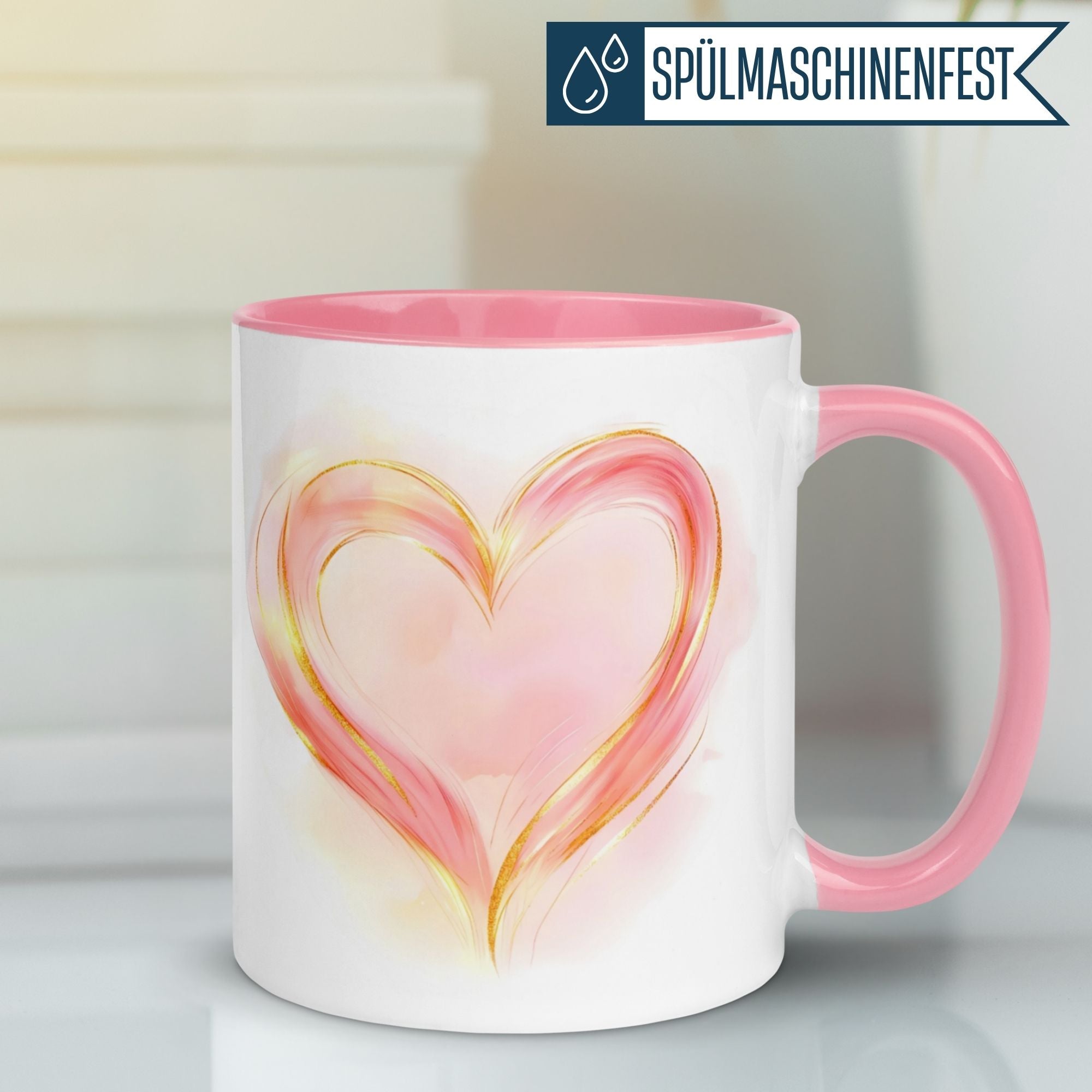 Momentals® Tasse Liebe | Herz & Aquarellstil | Sanfte Liebe