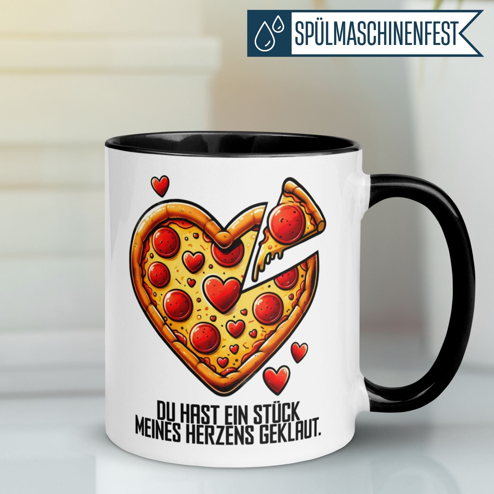 Momentals® Tasse Liebe | Pizza & Herz | Du hast ein Stück meines Herzens geklaut