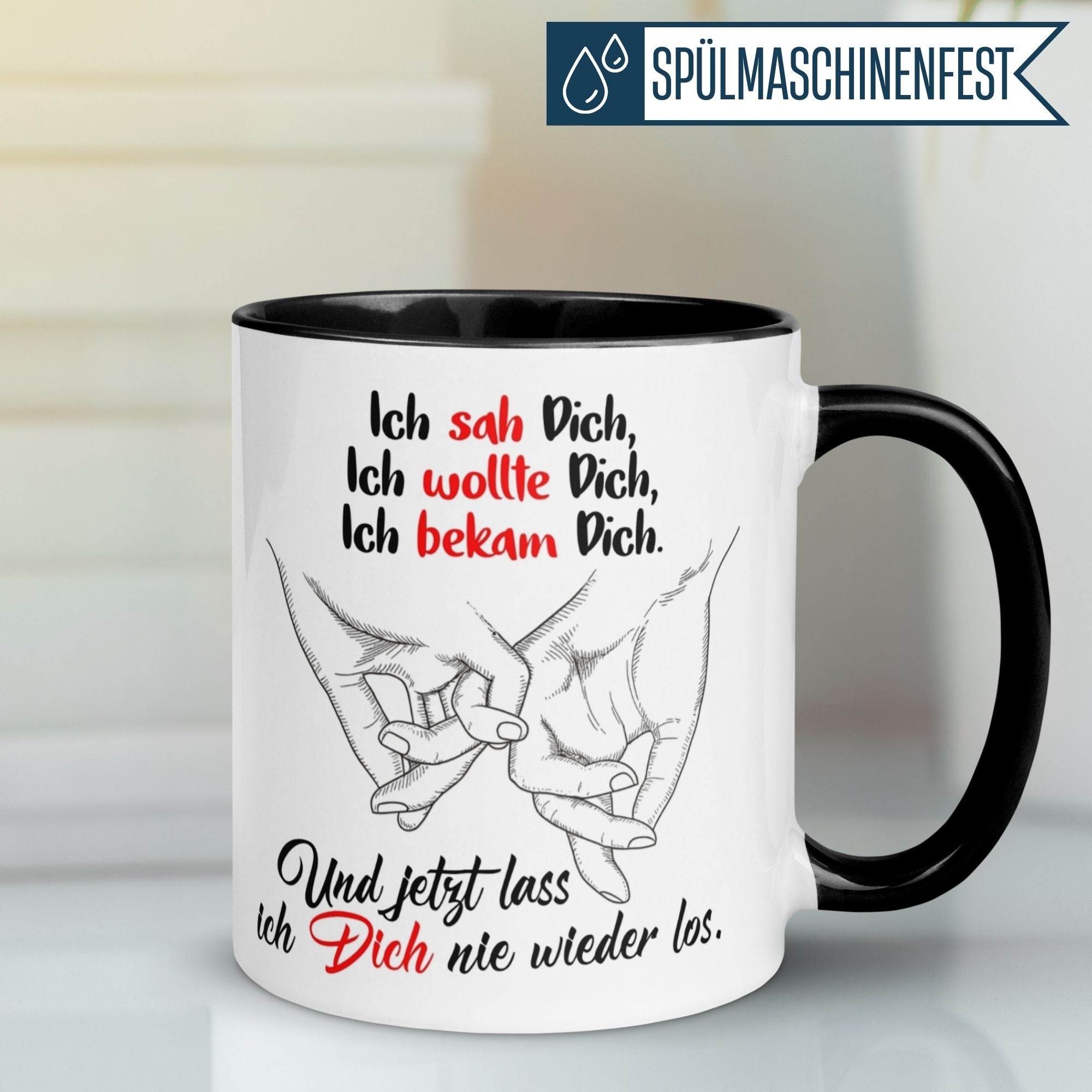 Momentals® Tasse Liebe | Hand & Hand | Und jetzt lass ich dich nie wieder los