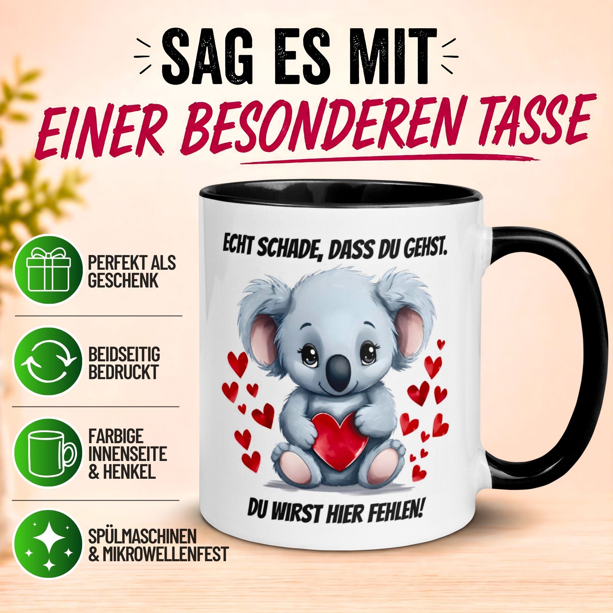 Tasse Abschied – „Echt schade dass du gehst“ – Abschiedsgeschenk Kollegin