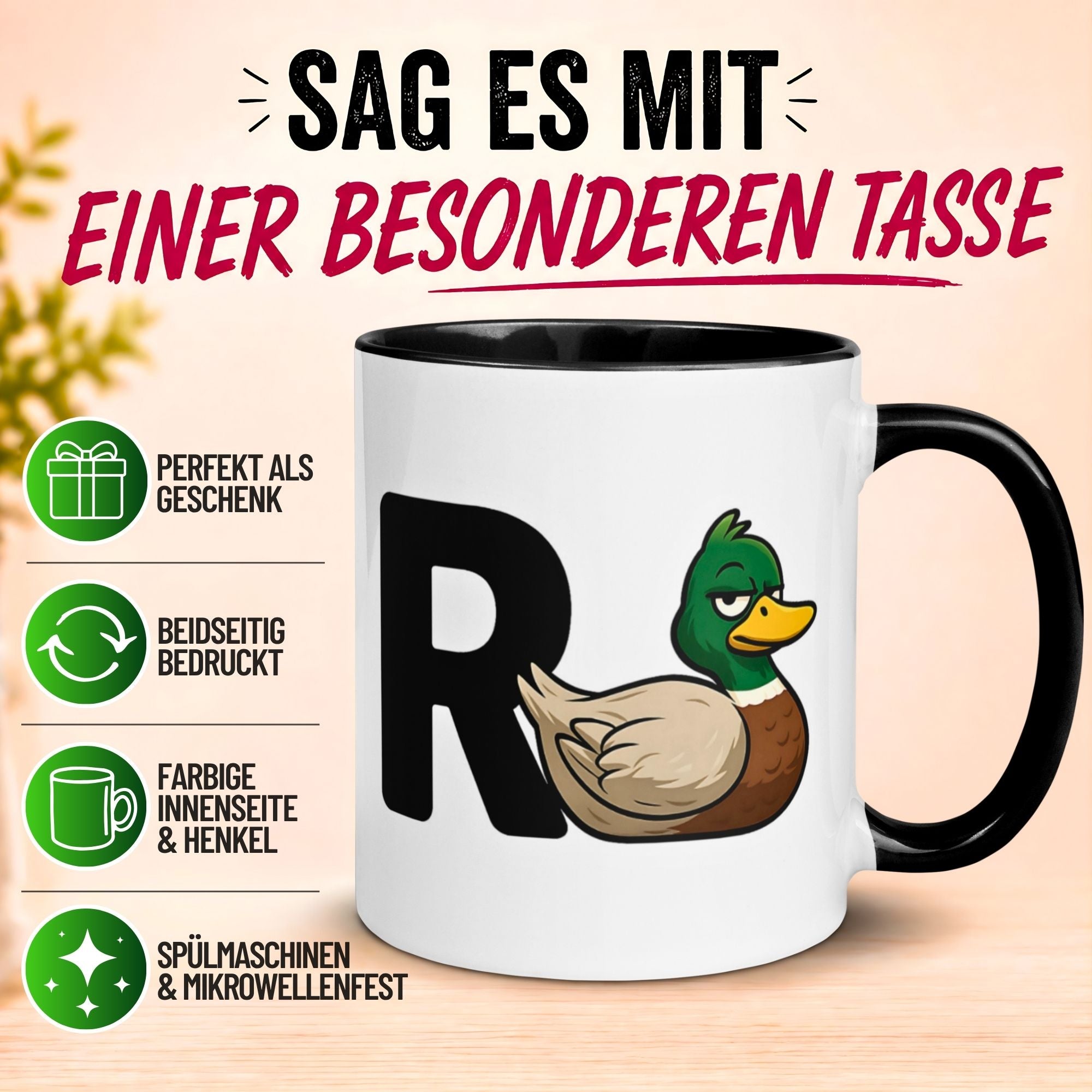 Tasse Rente – „R + Ente = Rente“ – Geschenk  Renteneintritt für Männer Frauen