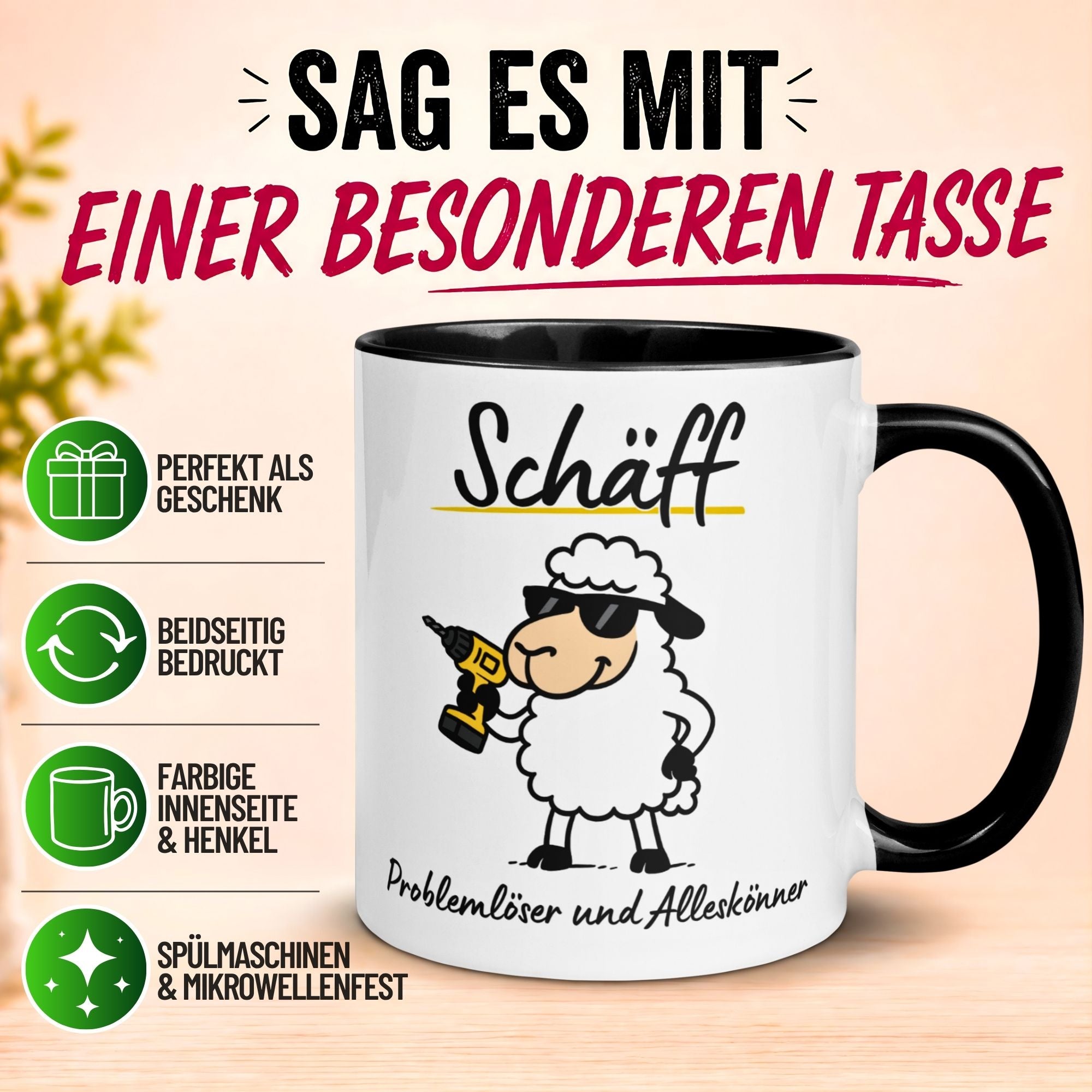 Tasse Chef – „Schäff – Problemlöser und Alleskönner“ – Geschenk Becher Bester Chef