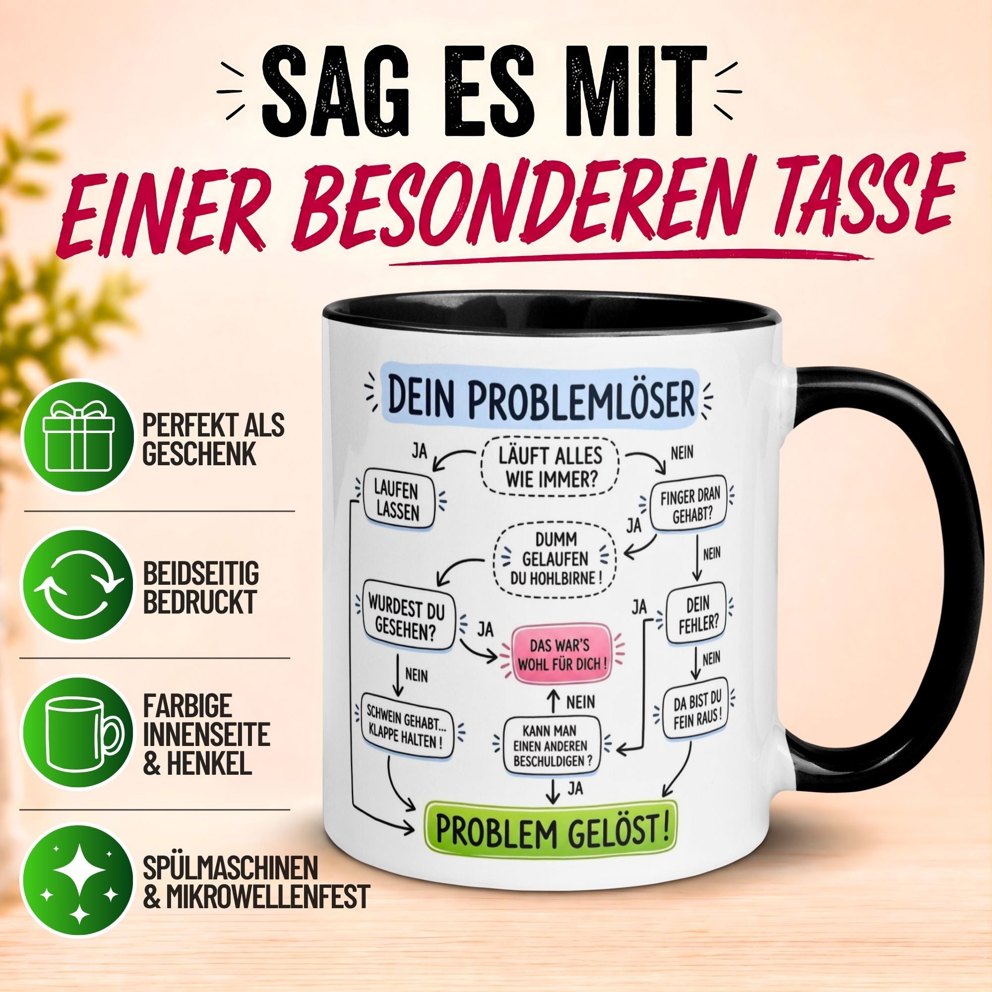Tasse Kollege – „Dein Problemlöser“ – Büro Geschenk Bester Kollege