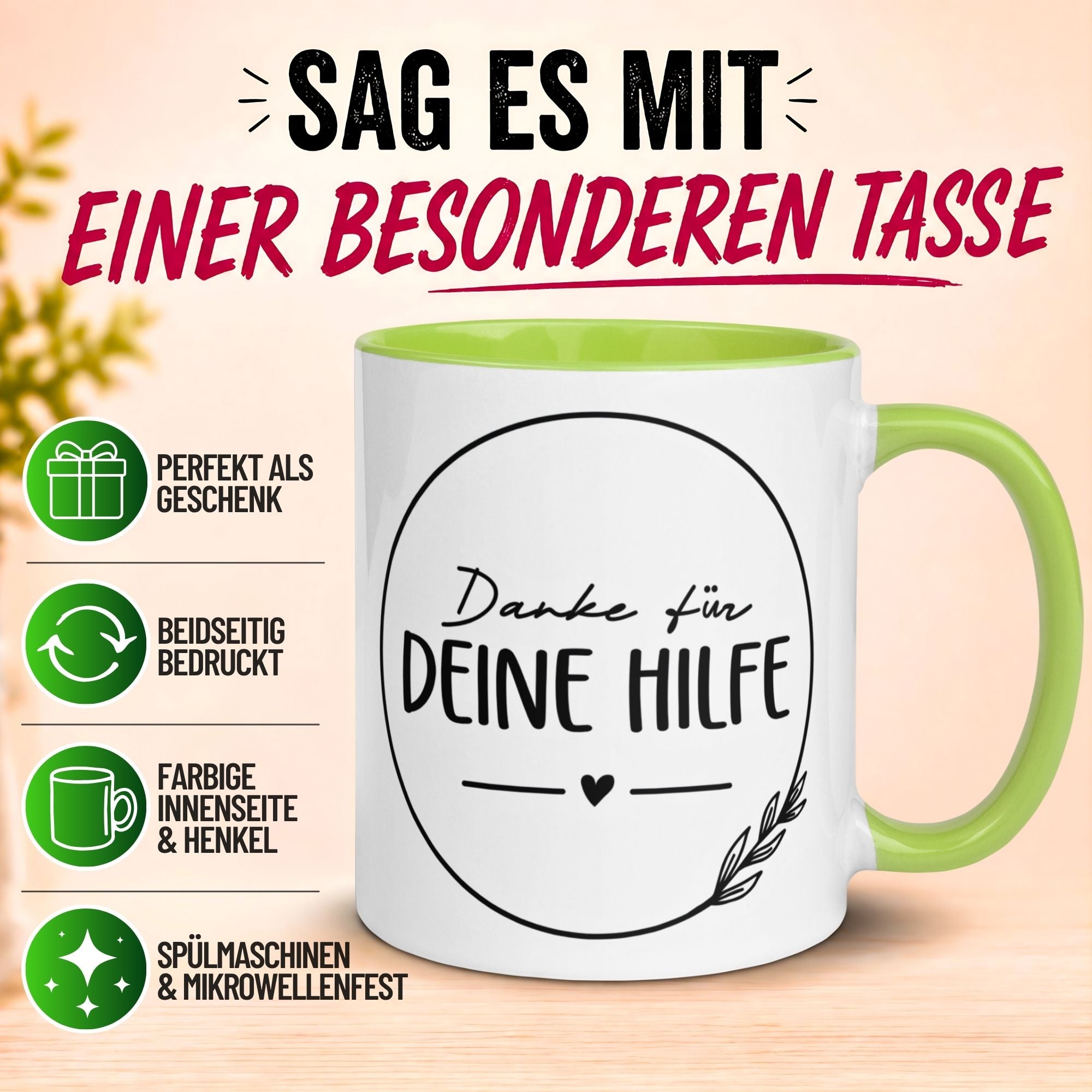 Tasse Danke – „Ein herzliches Danke für deine Hilfe“ – Dankeschön Geschenke