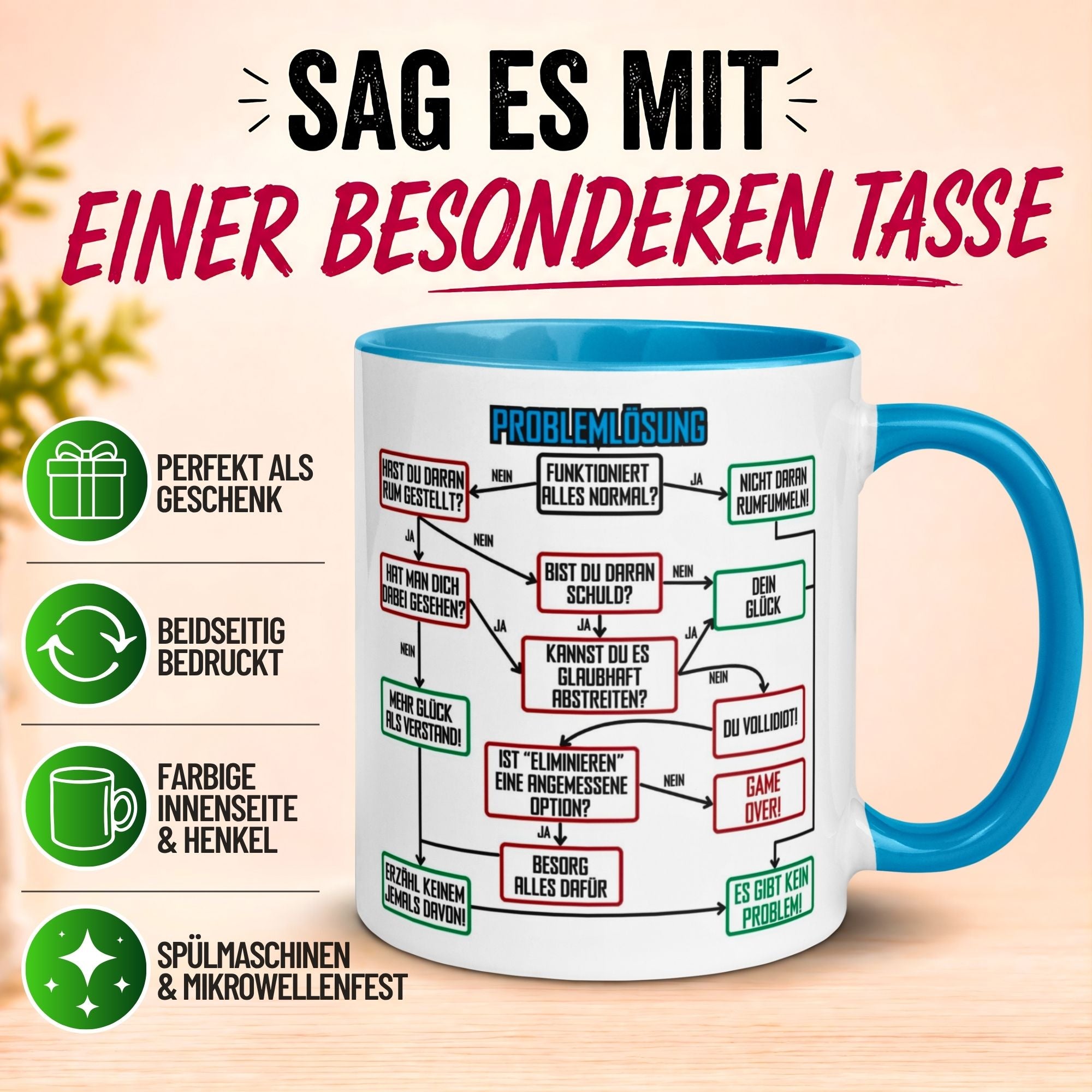 Tasse Kollege – „Problemlösung im Büro“ – Geschenk Bester Arbeitskollege