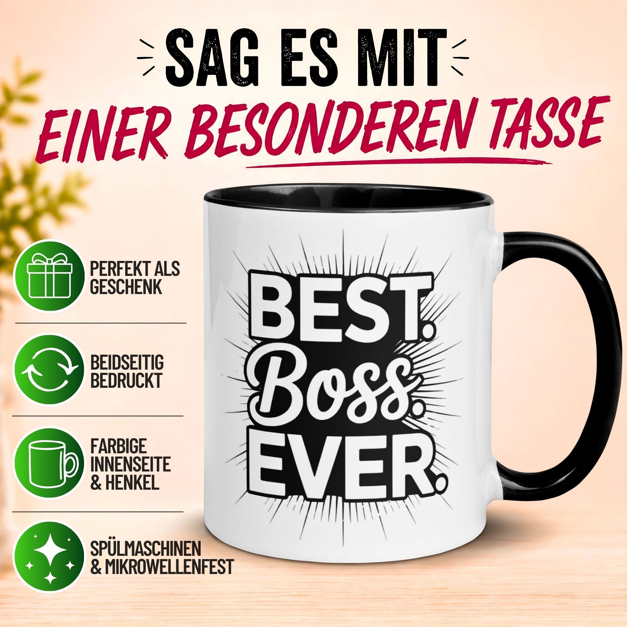 Tasse Chef – „Best Boss Ever“ – Geschenk Becher Bester Chef