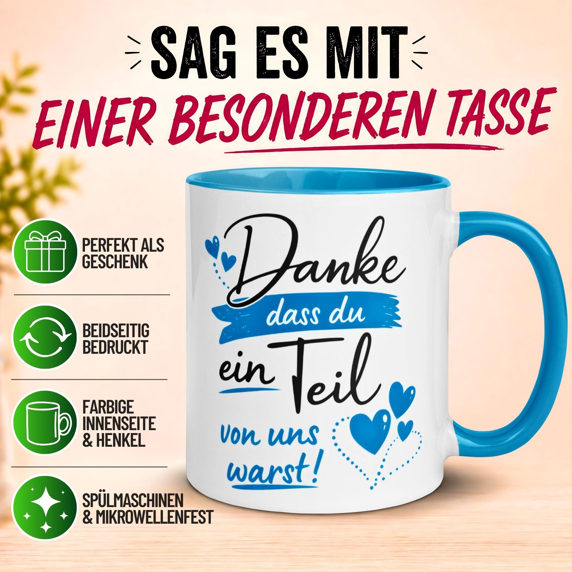 Tasse Abschied – „Ein Teil von uns warst“ – Abschiedsgeschenk für Kollegin/Kollege