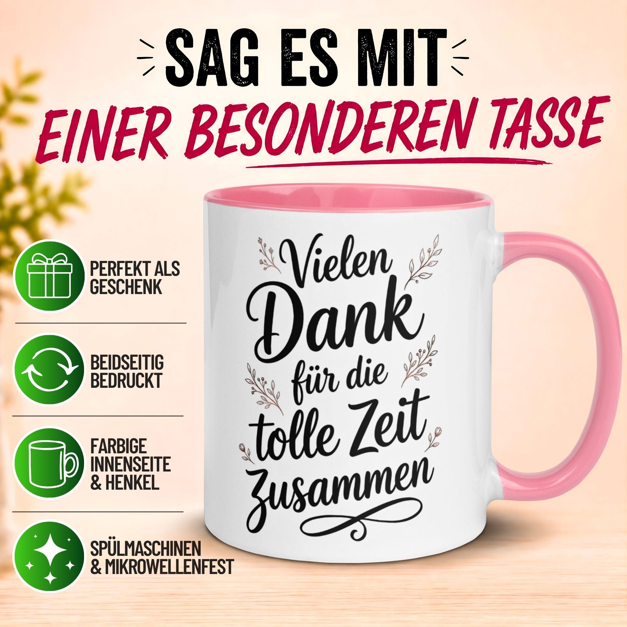 Tasse Abschied – „Vielen Dank für die tolle Zeit“ – Abschiedsgeschenk Kollegin