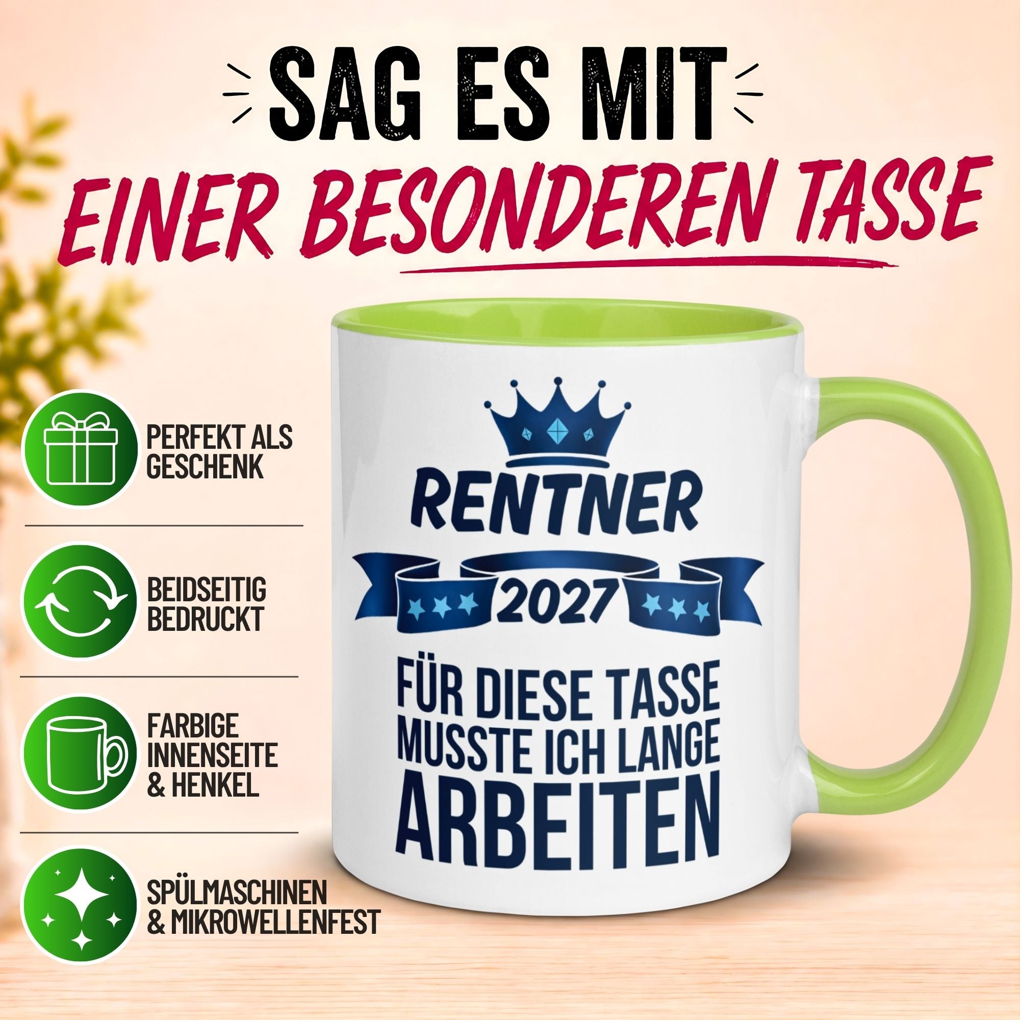 Tasse Rentner 2027 – „Für diese Tasse musste ich lange arbeiten“ – Rentenbeginn Mann