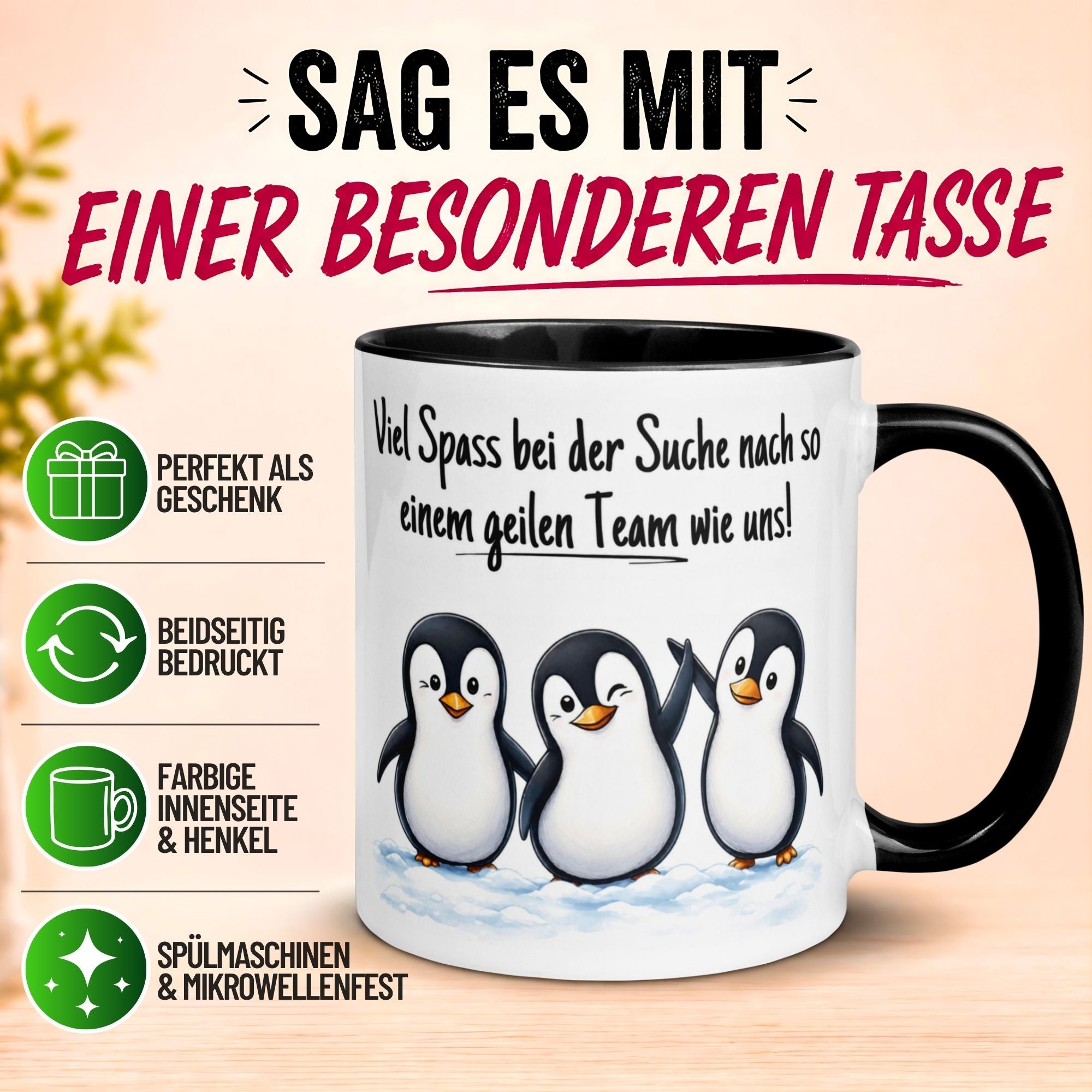 Tasse Abschied – „Viel Spaß bei der Suche“ – Abschiedsgeschenk Kollegin/Kollegen
