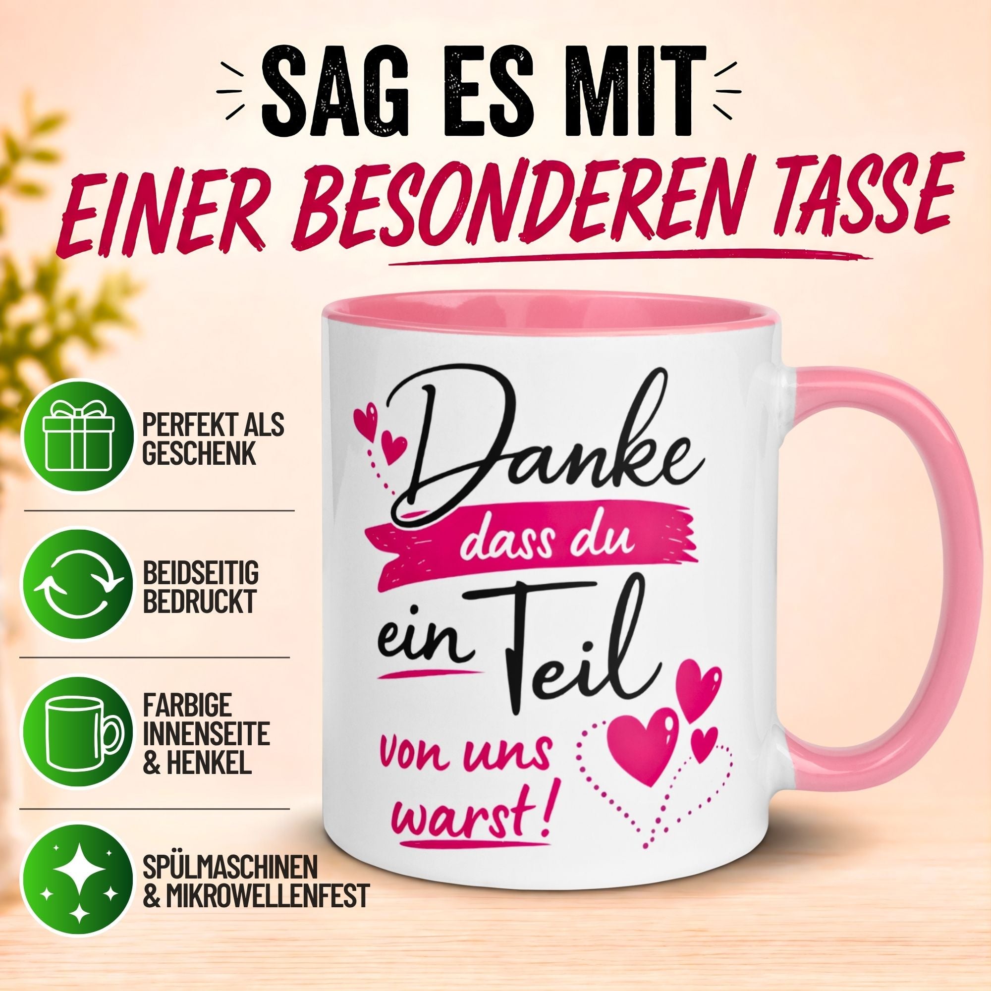 Tasse Abschied – „Ein Teil von uns warst“ – Abschiedsgeschenk für Kollegin