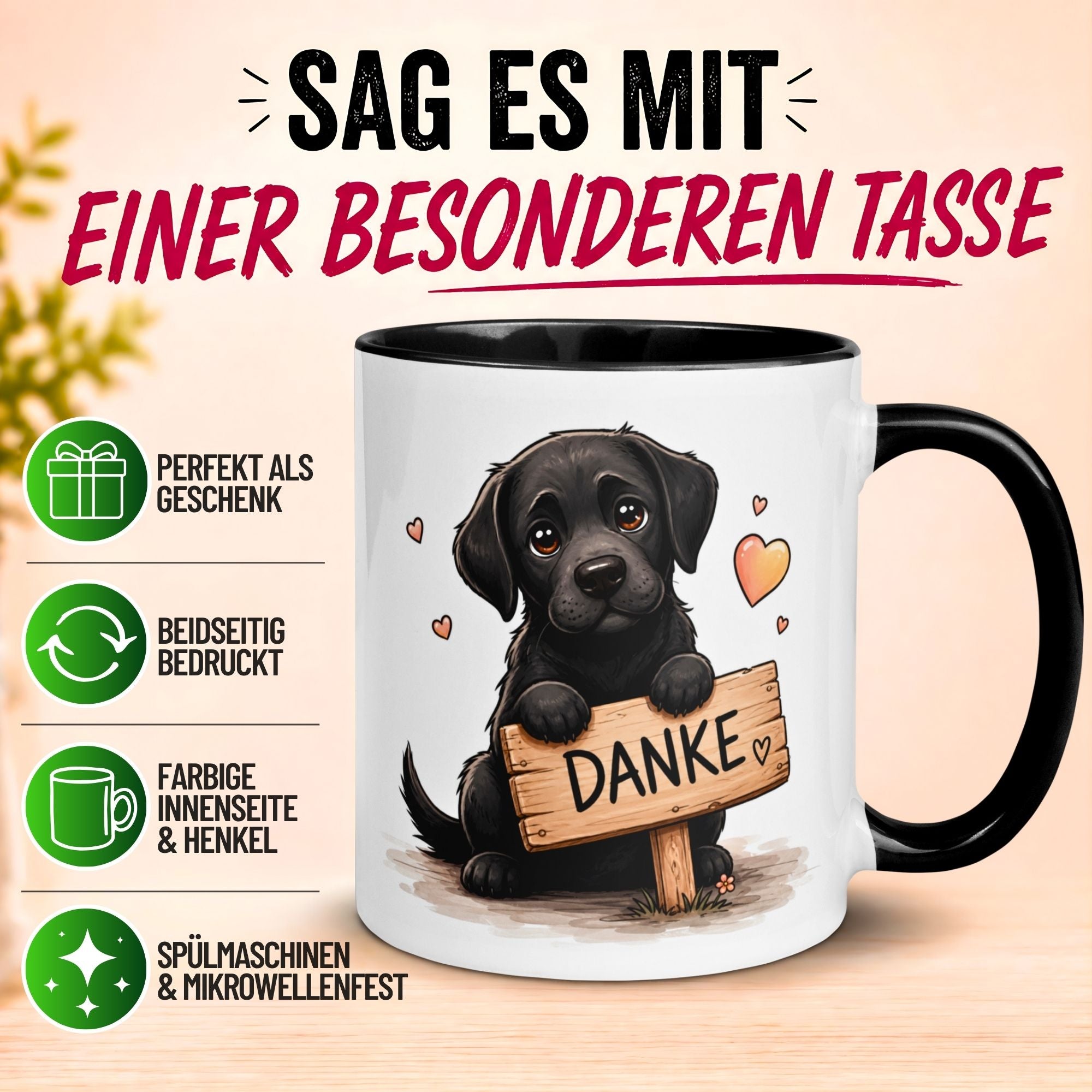 Tasse Danke – „Danke mit Herz und Pfote“ – Dankeschön Geschenke Becher