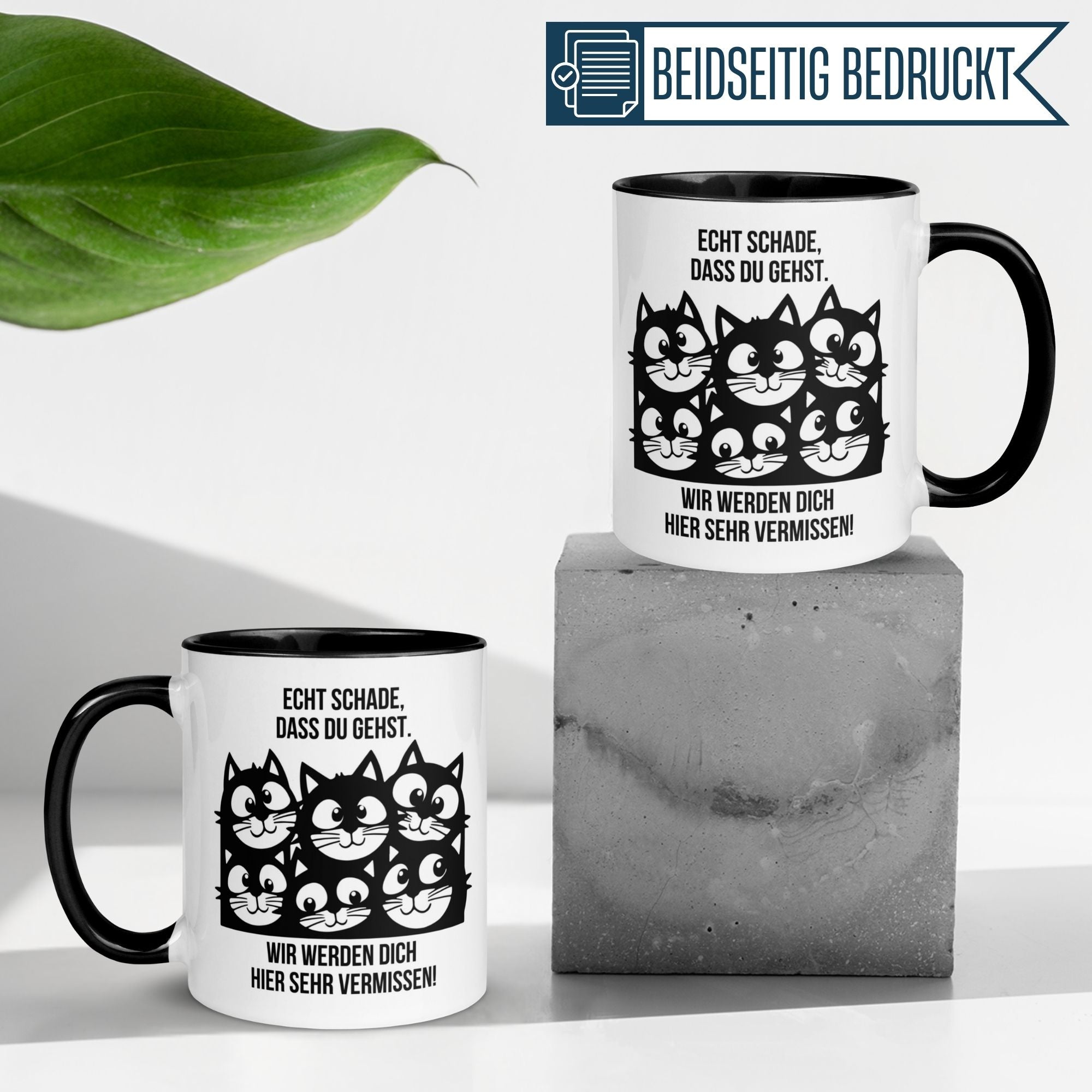 Momentals® Tasse mit Katzenmotiv und Spruch für Abschiedsgeschenk | Echt schade, dass du gehst.