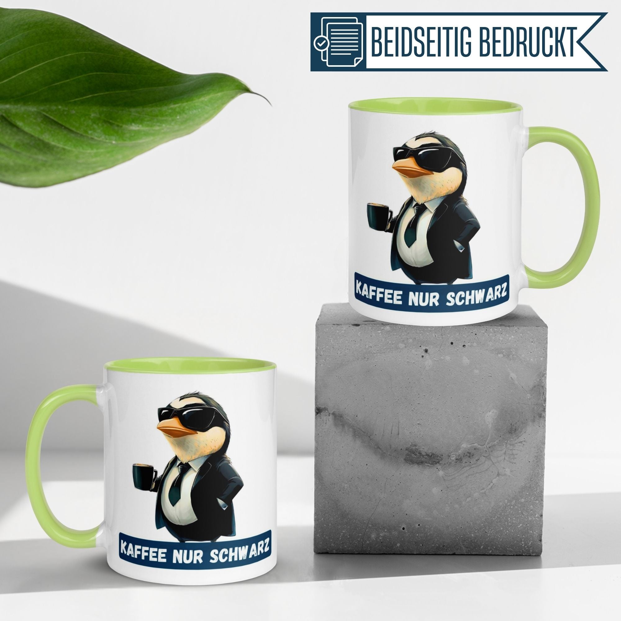 Momentals® Tasse | Pinguin & Spruch | Kaffee nur schwarz