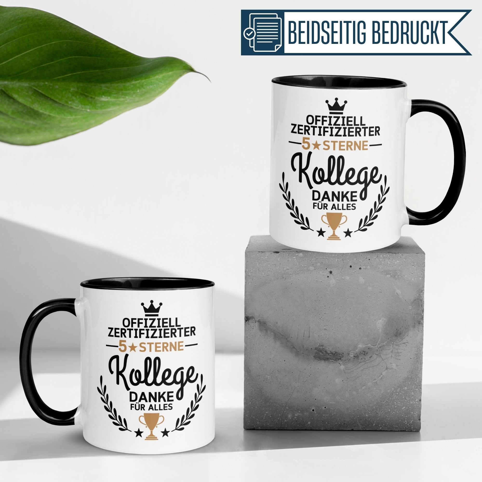 Momentals Tasse für Kollegen mit 5 Sterne Spruch, ideal als Geschenk für Teamgeist und Freundschaft.