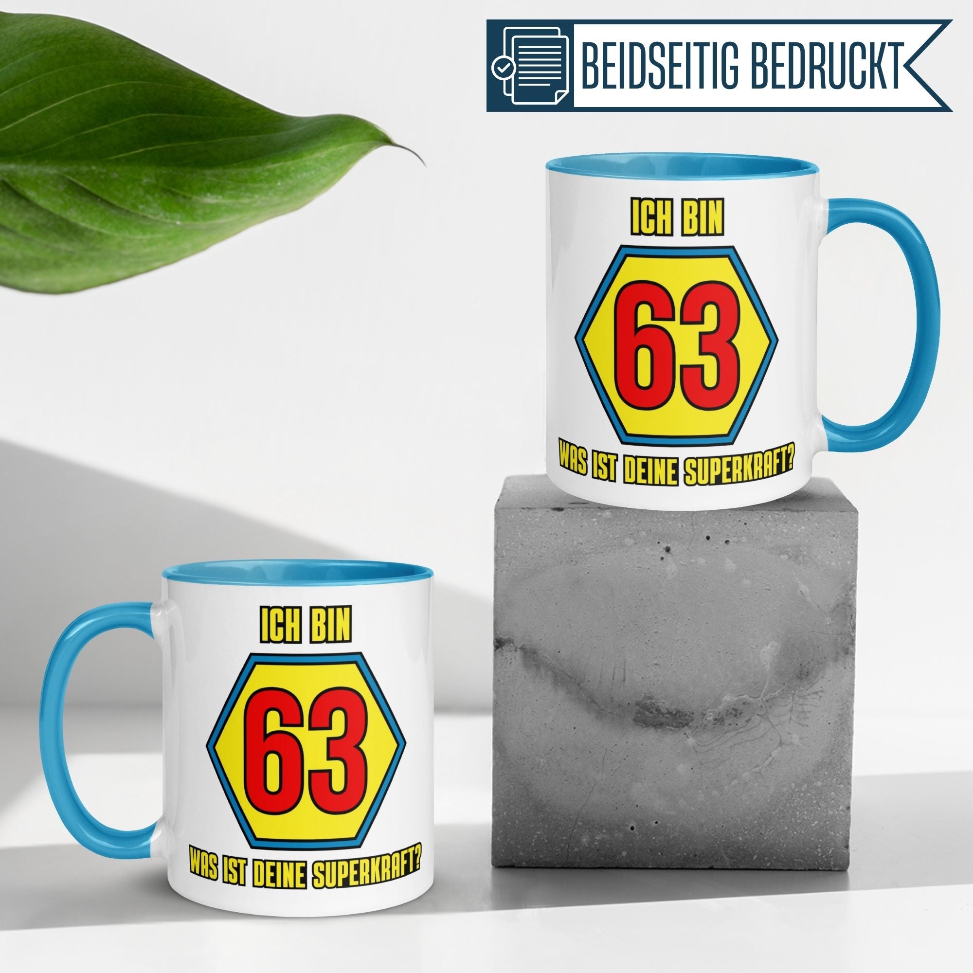 Momentals® Tasse 63. Geburtstag | Superheld & Spruch | Ich bin 63 und was ist deine Superkraft