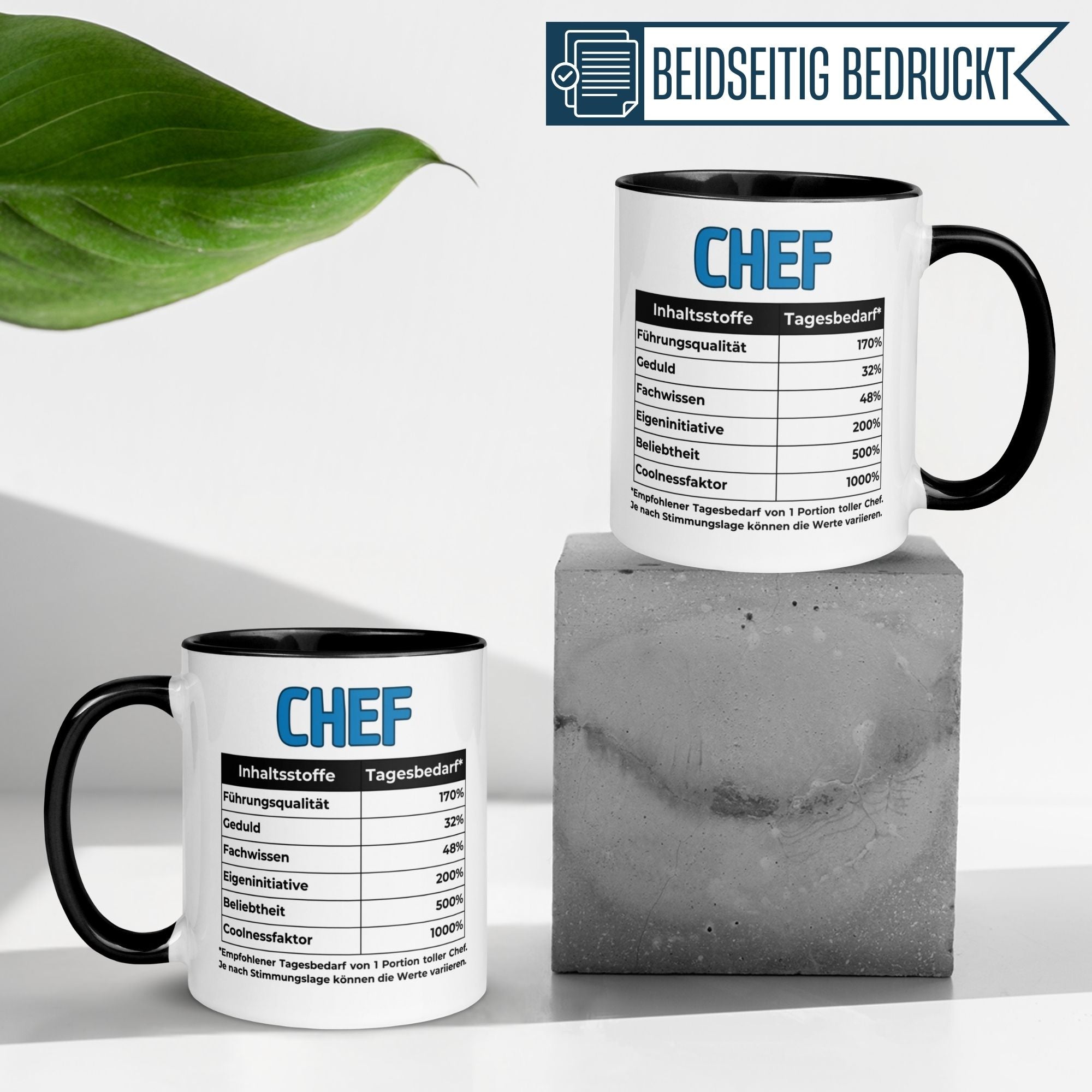 Momentals Chef mug with humorous ingredients list, perfect farewell gift for bosses.