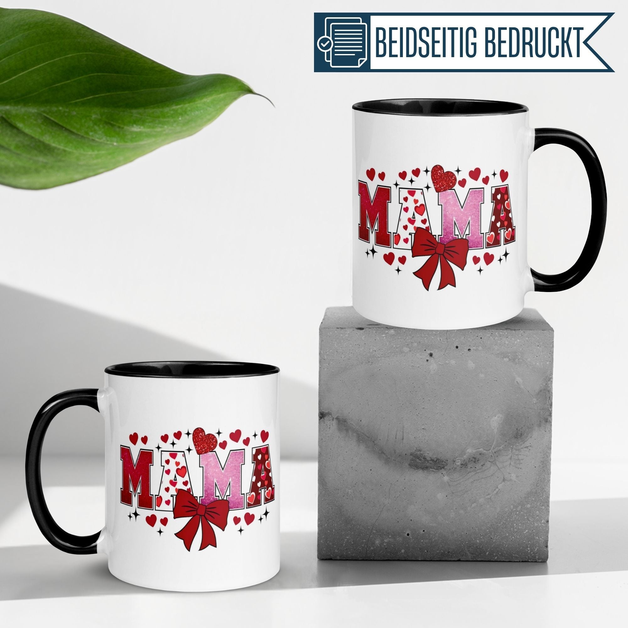 Momentals® Tasse Mama | Schriftzug & Glitzeroptik | Meer aus Herzen