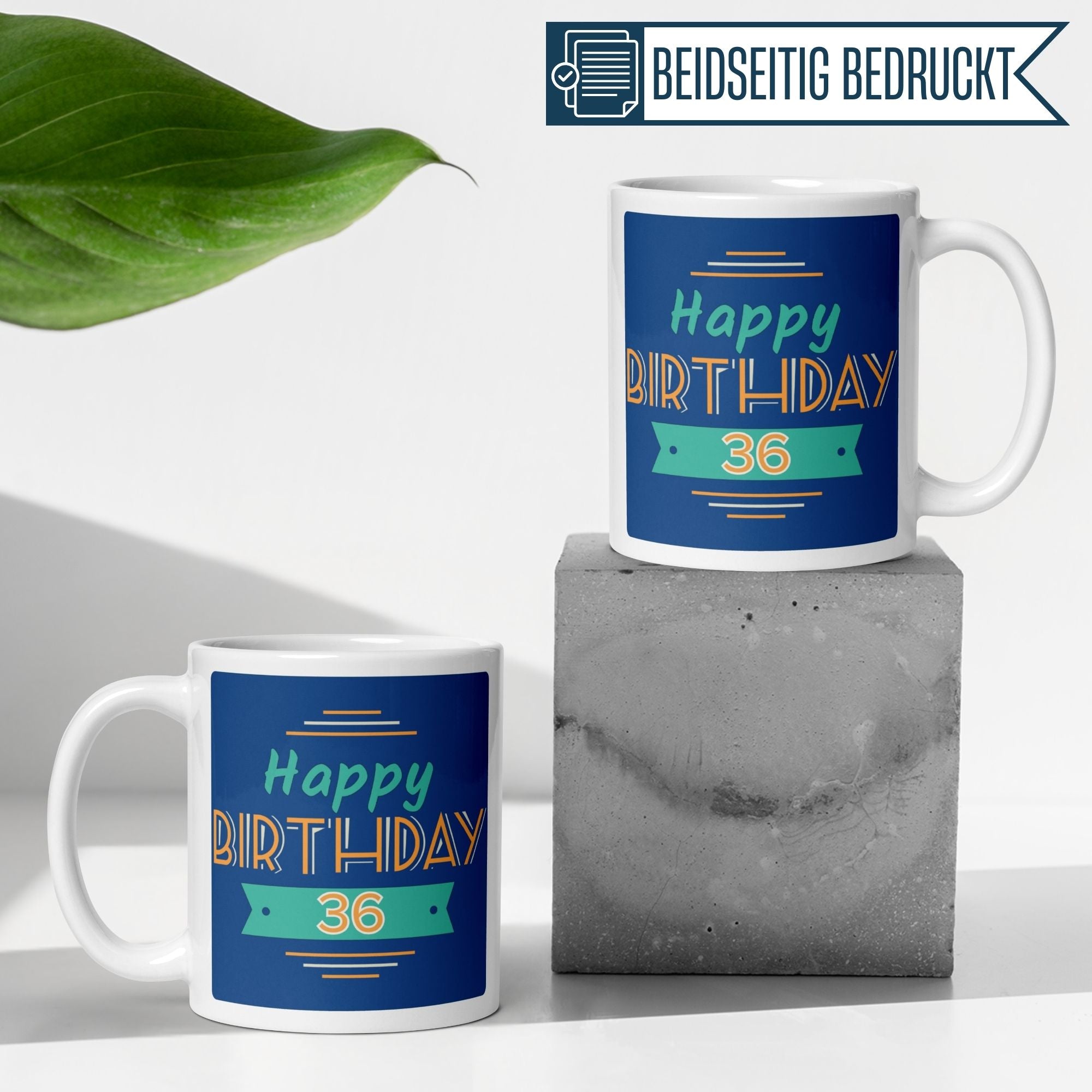 Momentals® Tasse 36. Geburtstag | Retro & Spruch | Farbenfrohes Happy Birthday • Momentals