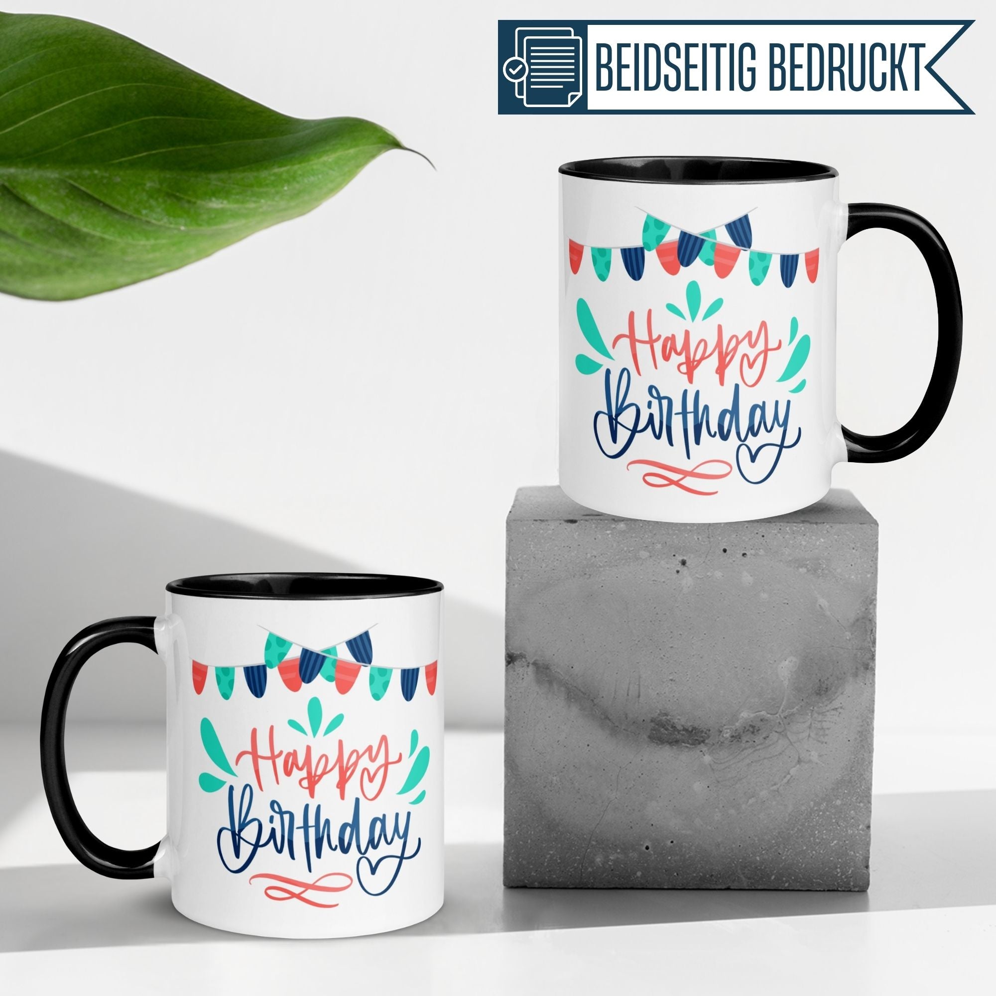 Tasse Geburtstag – „Happy Birthday - Girlanden“ – Geburtstagstasse Mann Frau