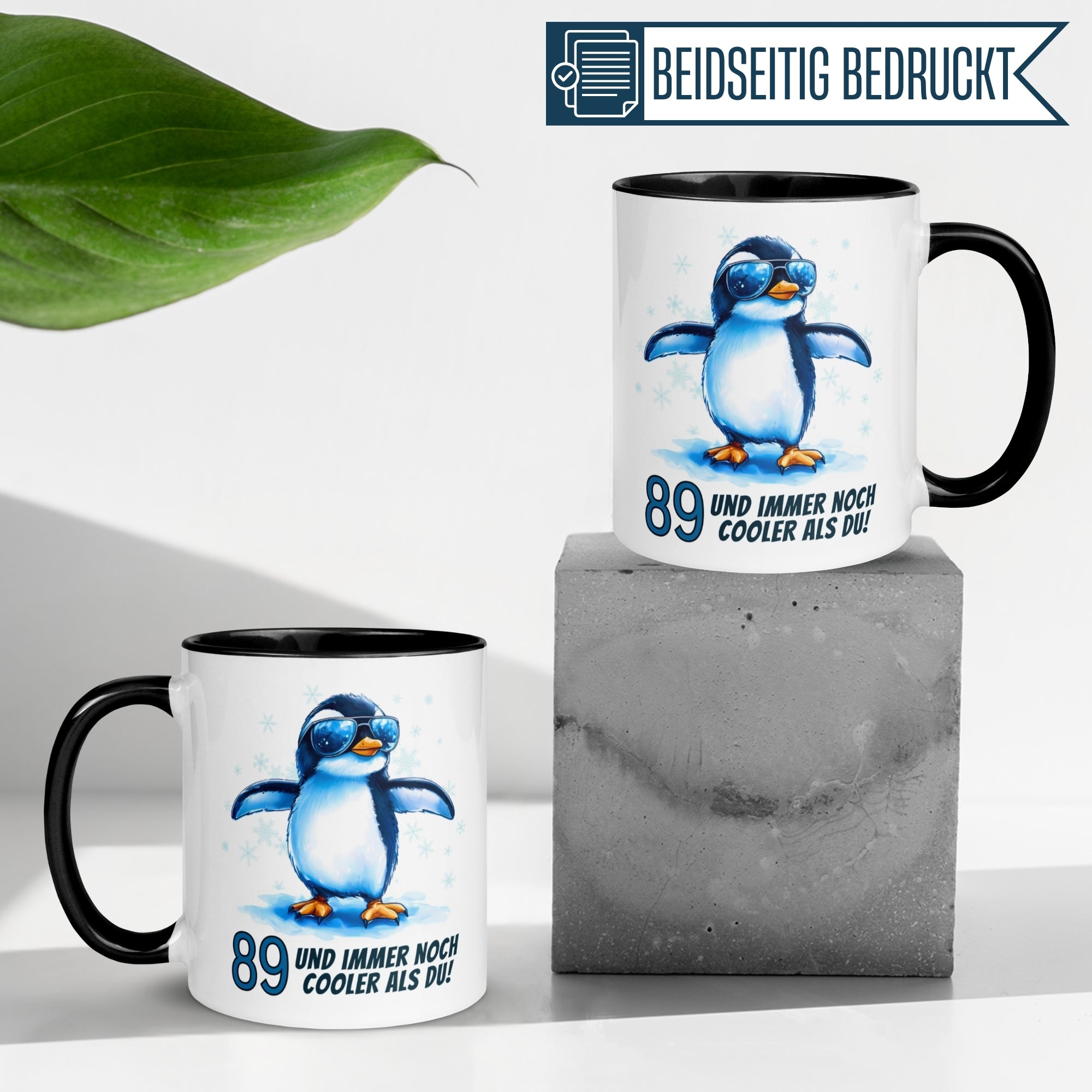 Momentals® Tasse 89. Geburtstag | Pinguin & Spruch | 89 und immer noch cooler als du