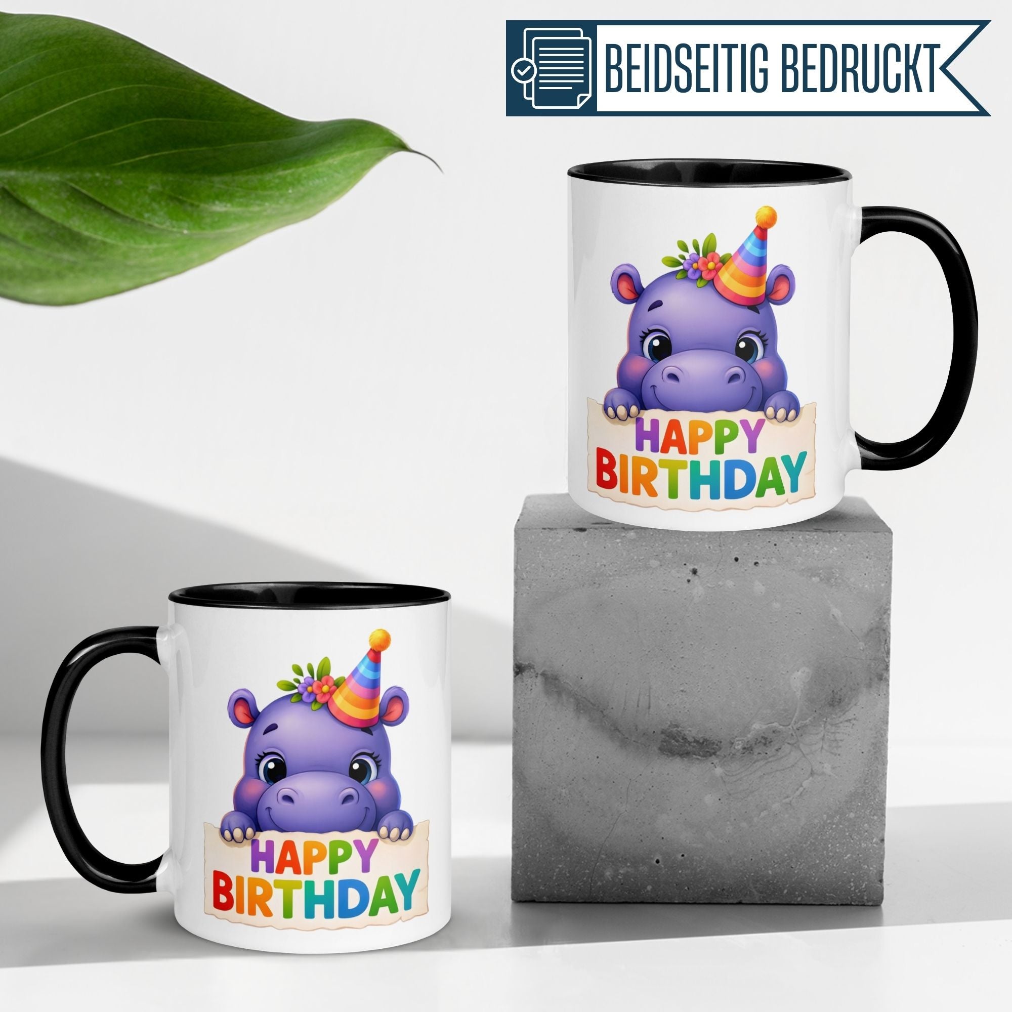 Tasse Geburtstag | Nilpferd & Partyhut | Happy Birthday