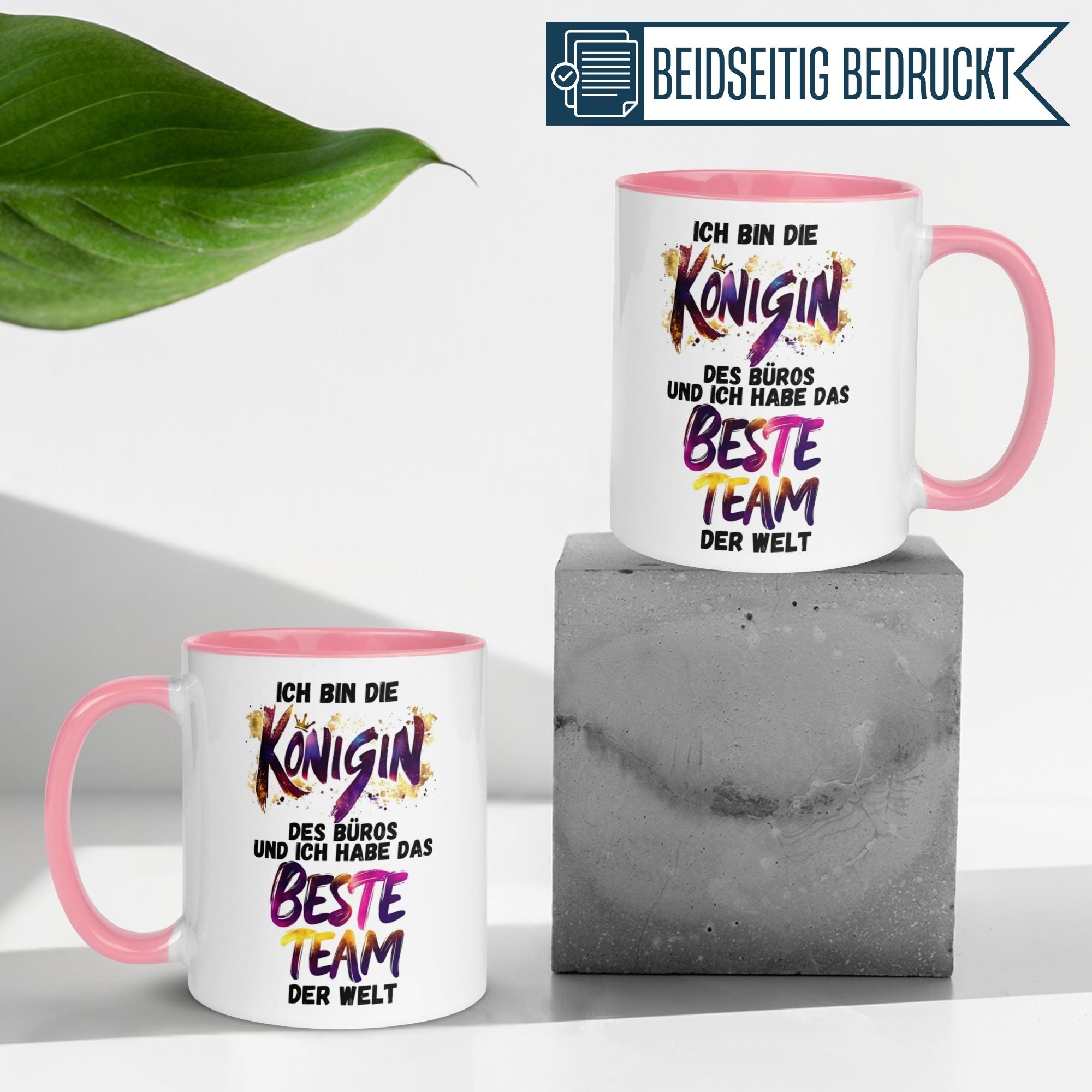 Momentals® Tasse Chefin mit Spruch "Ich bin die Königin des Büros und ich habe das beste Team der Welt"