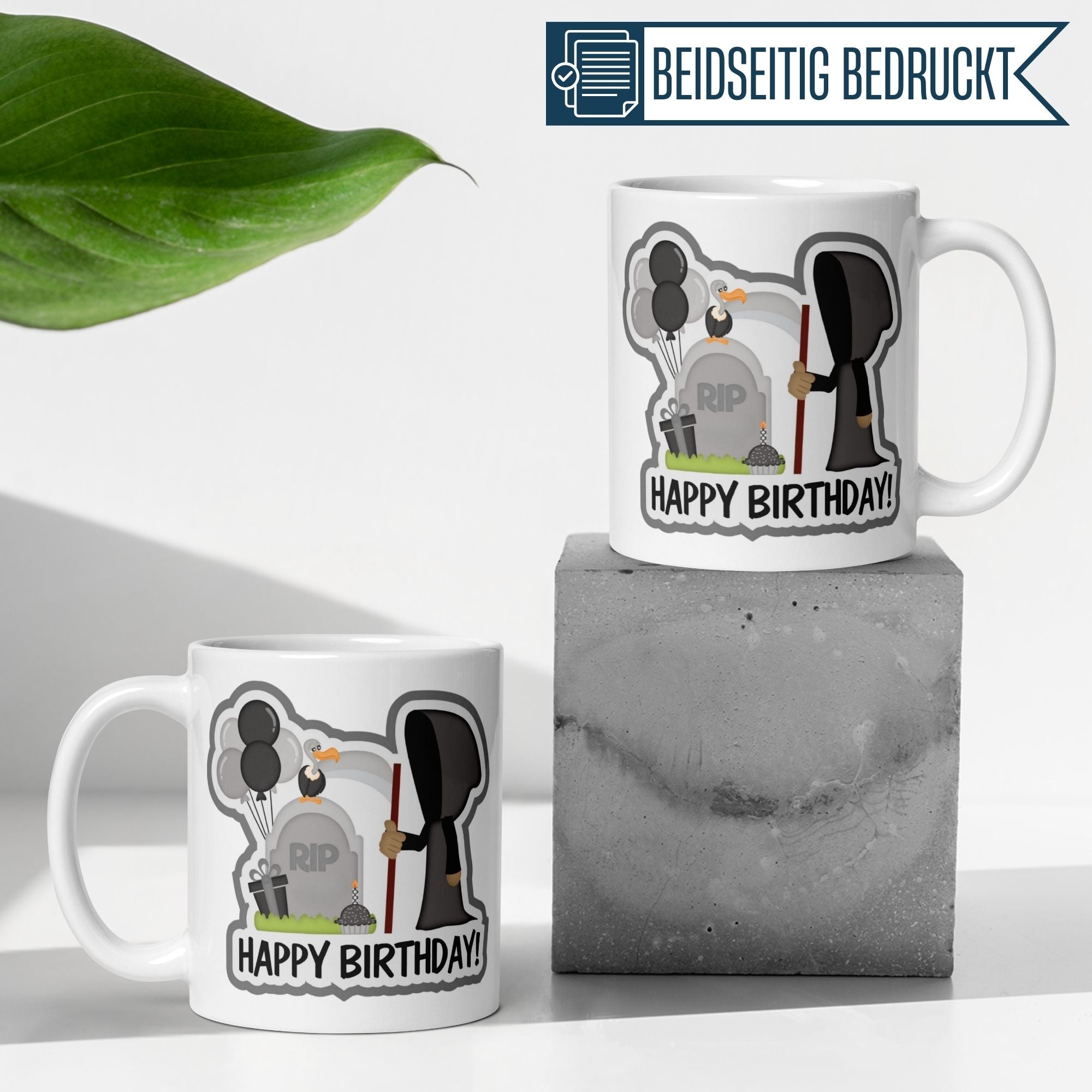 Momentals® Tasse Geburtstag | Sensenmann & Grabstein | Happy Birthday