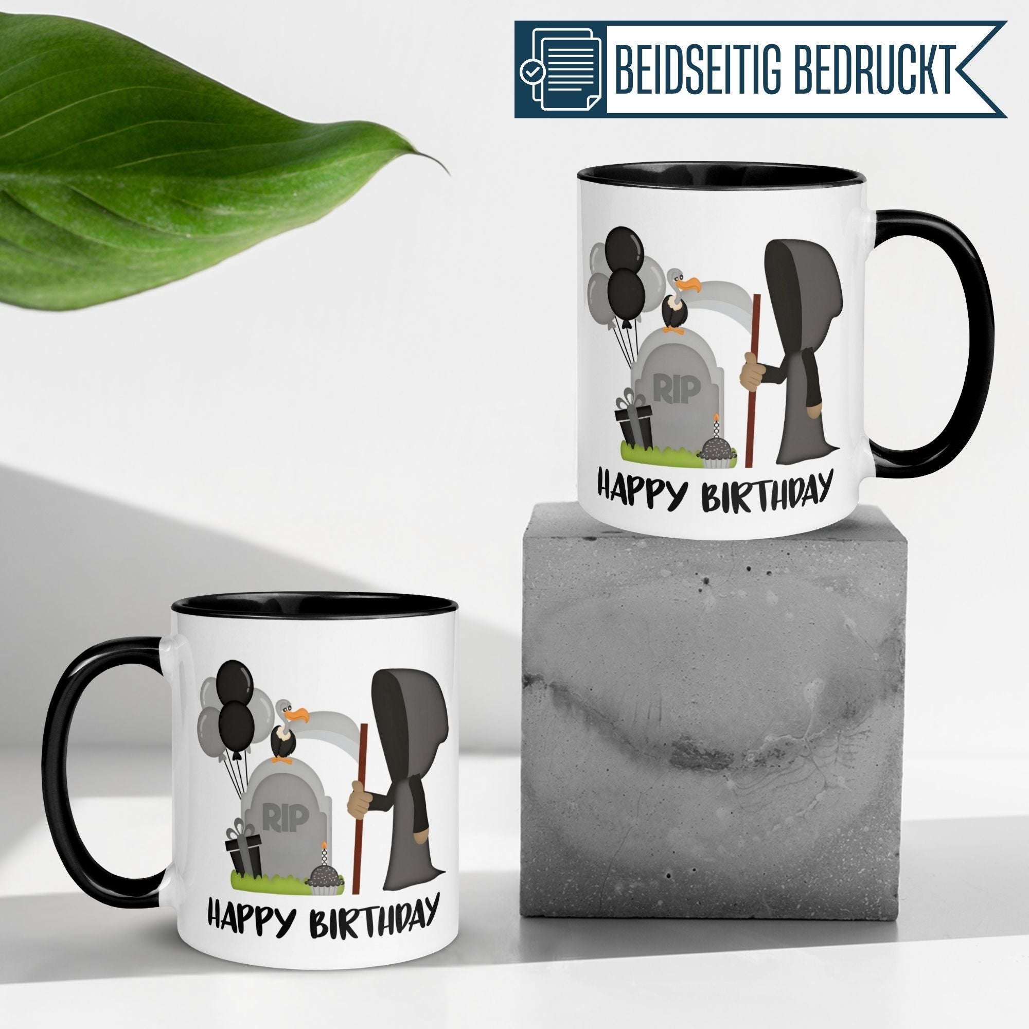 Tasse Geburtstag – „Happy Birthday – Sensenmann“ – Geburtstagstasse Mann Frau