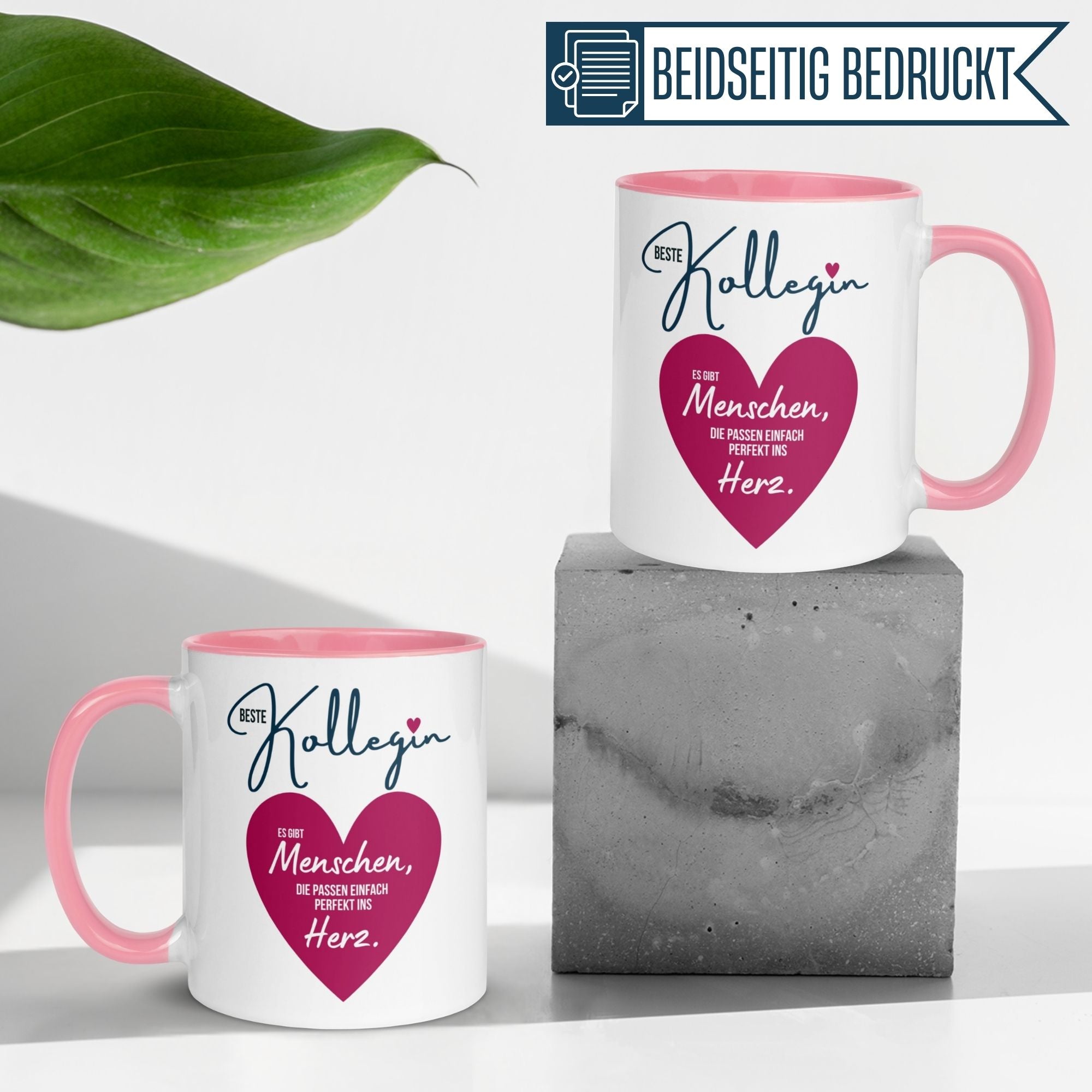 Momentals Tasse Kollegin mit Herz und Spruch "Es gibt Menschen, die passen einfach perfekt ins Herz".