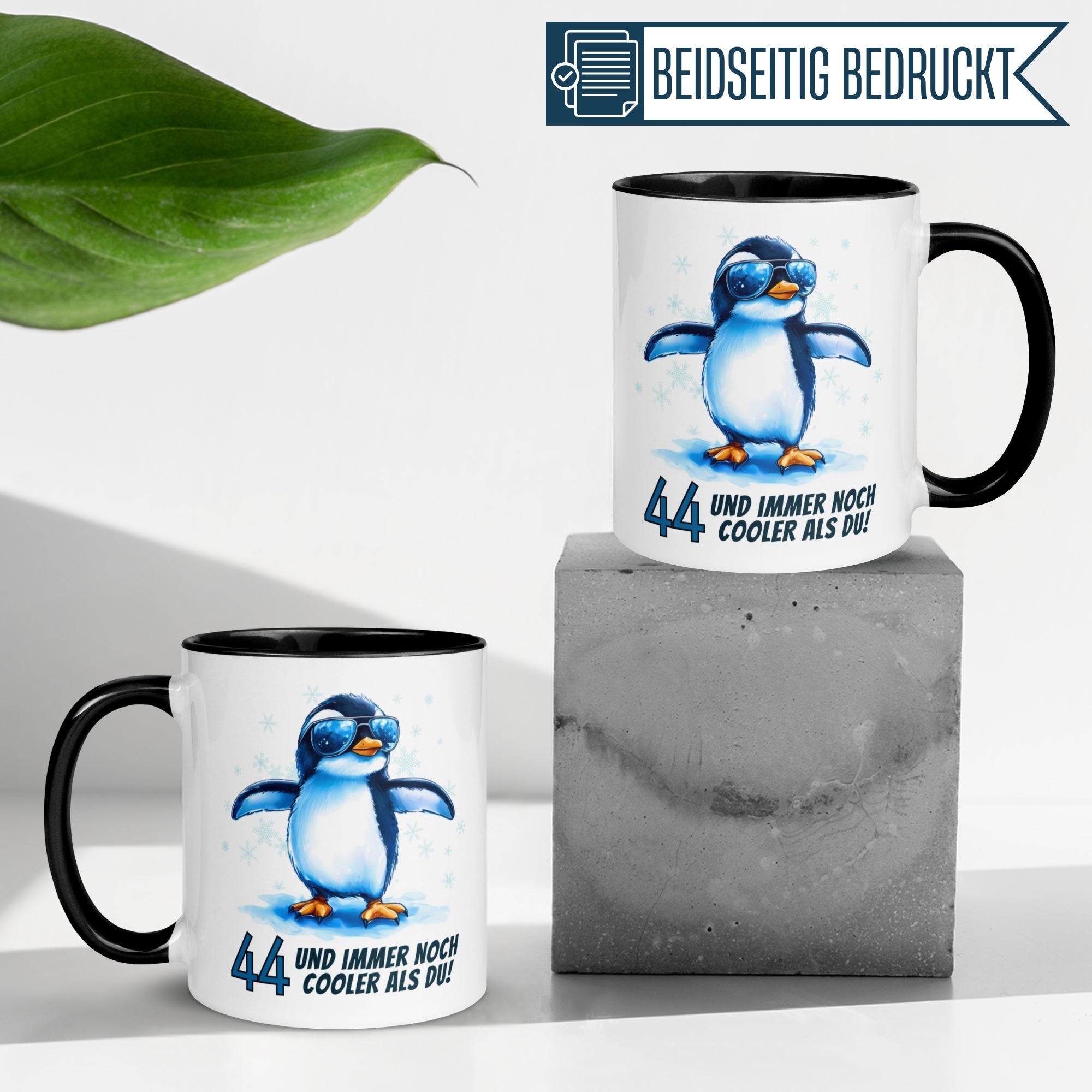 Momentals® Tasse 44. Geburtstag | Pinguin & Spruch | 44 und immer noch cooler als du