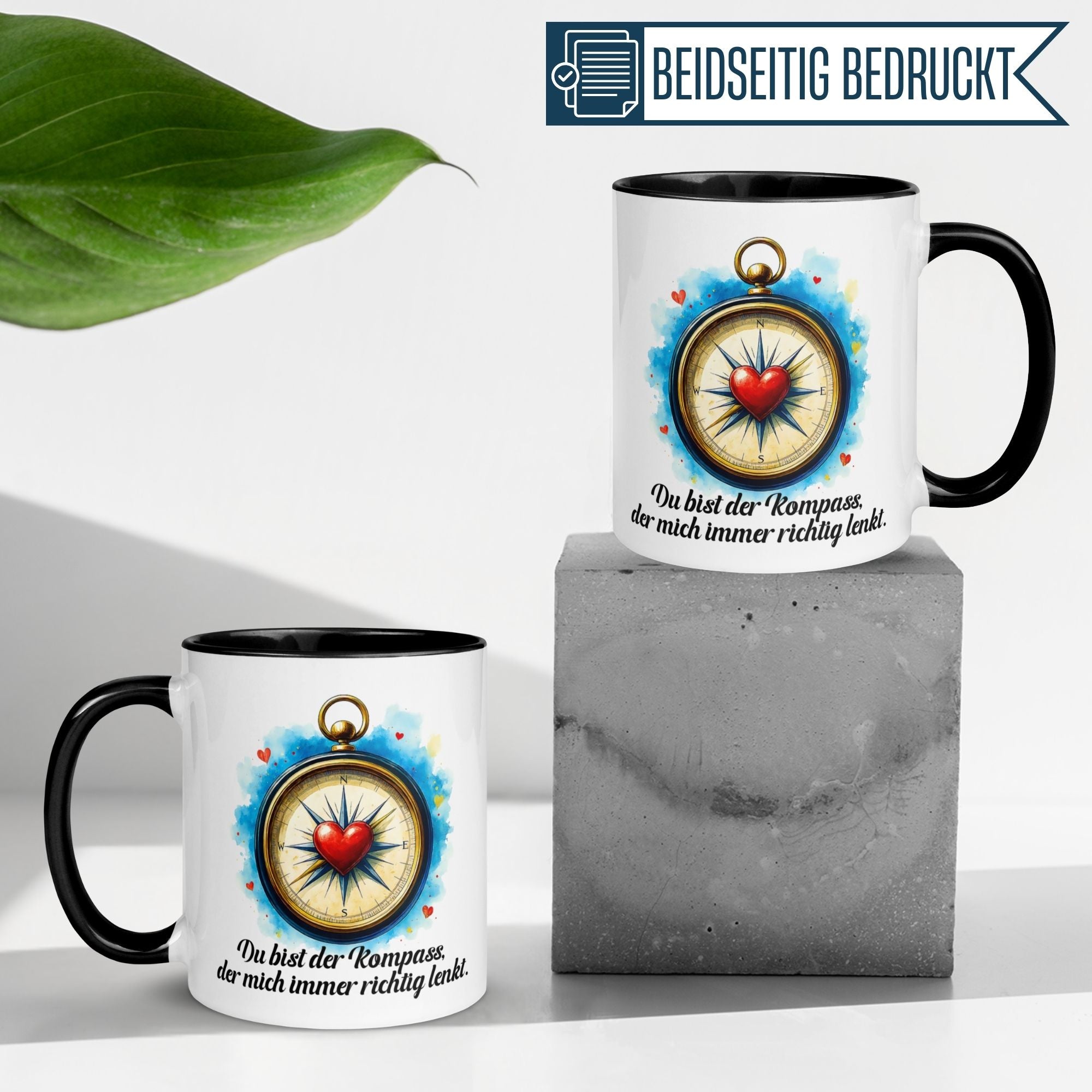 Momentals® Tasse Liebe | Kompass & Aquarellstil | Du lenkst mich immer richtig