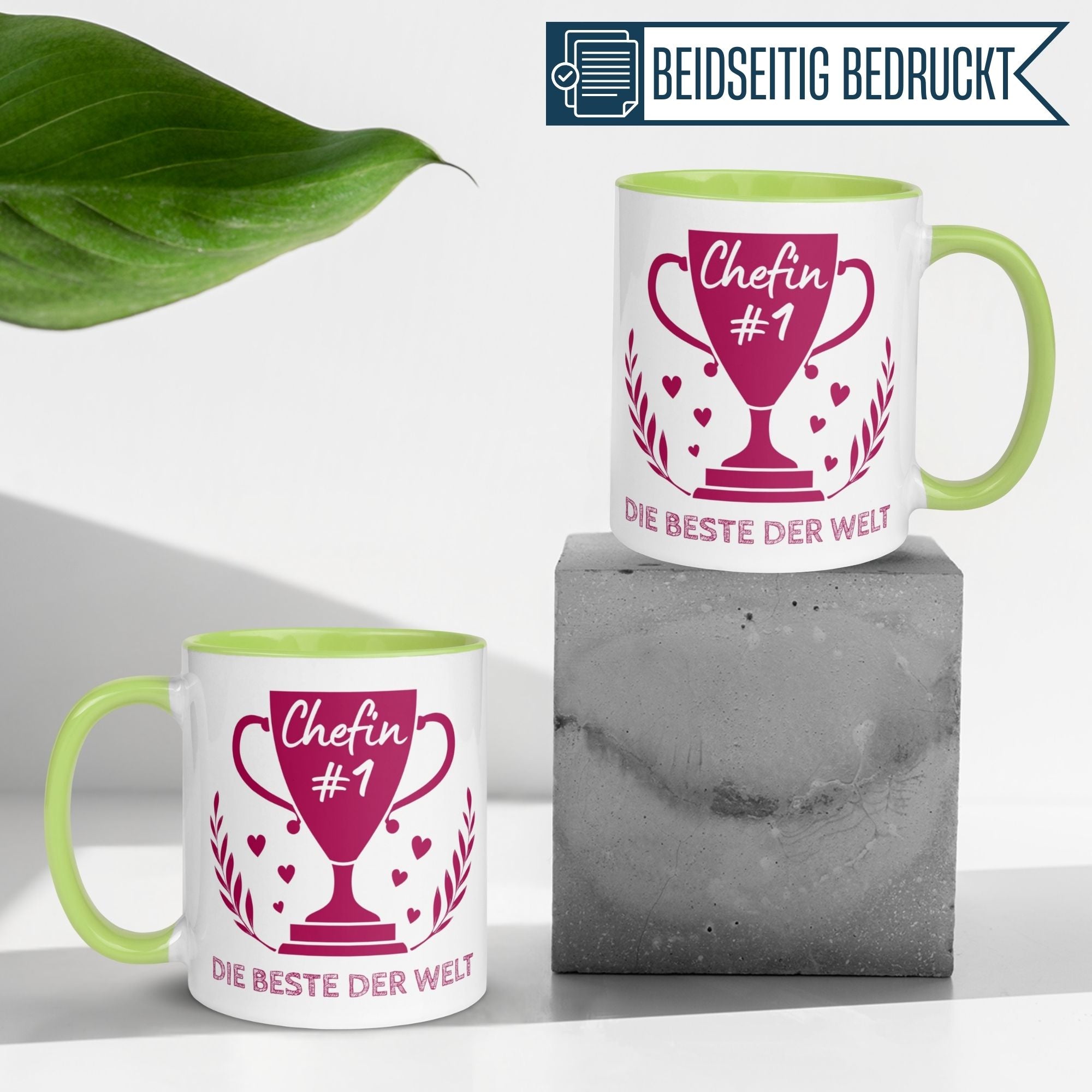 Momentals® Tasse Chefin #1, humorvolles Geschenk für die beste Chefin der Welt, beidseitig bedruckt, charmant und wertschätzend.