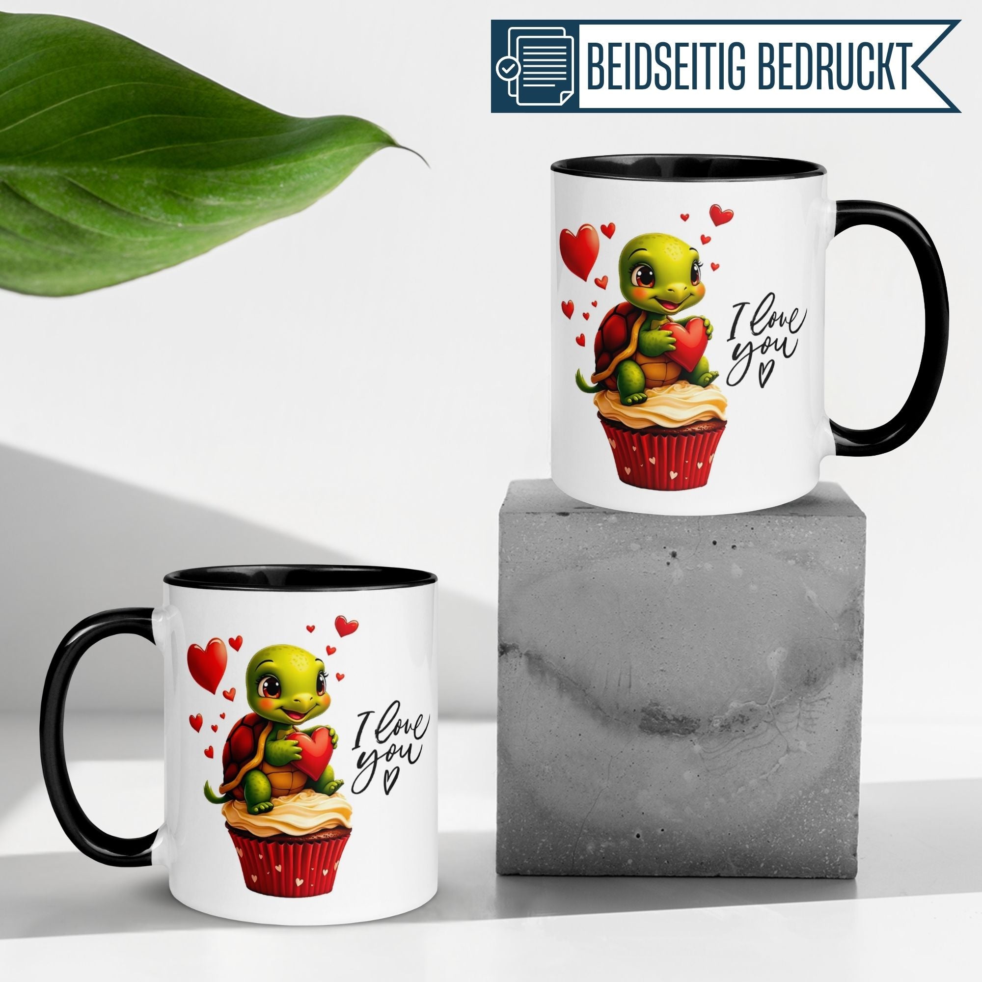Tasse Liebe |Cupcake & Schildkröte | I love You mit Herzen