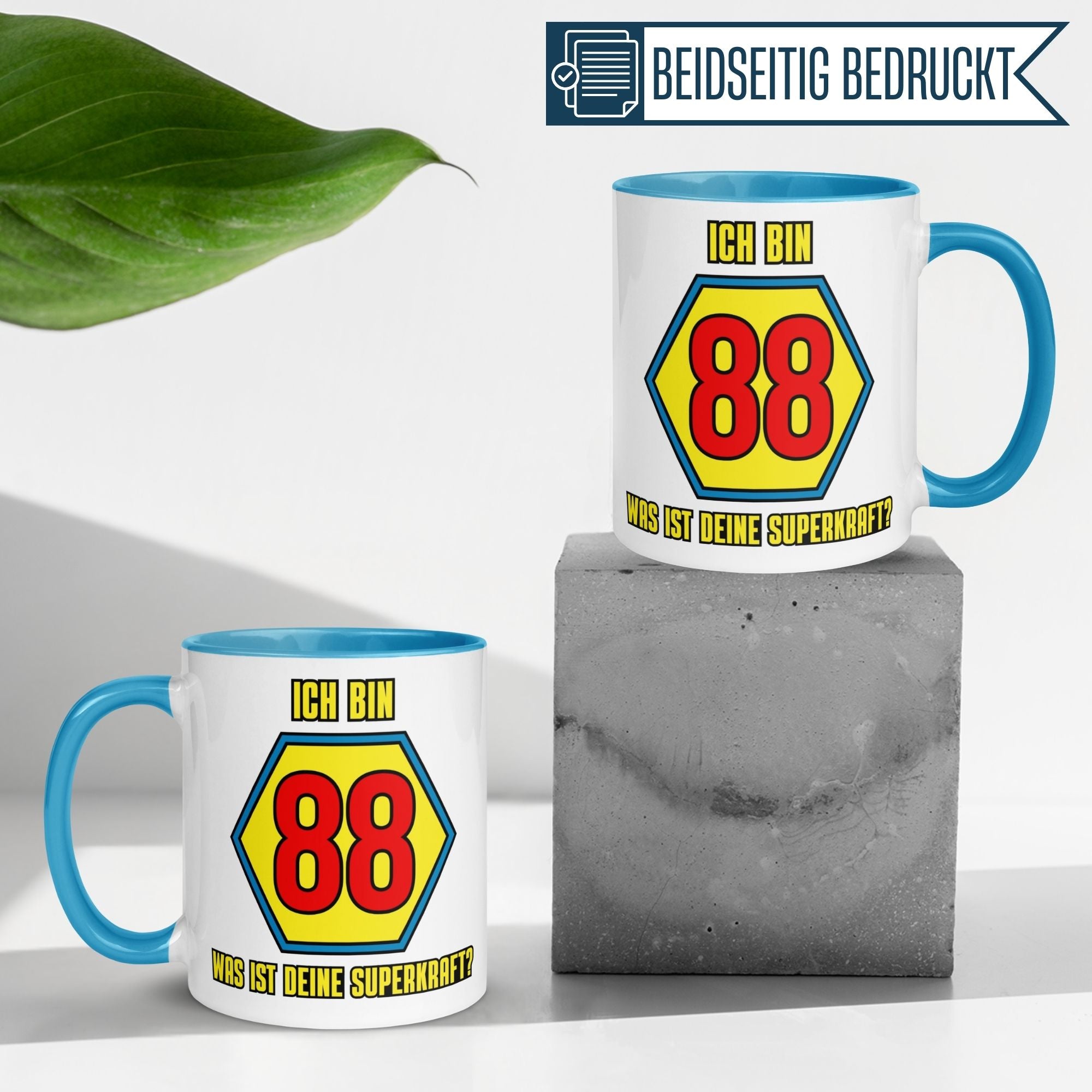 Momentals® Tasse 88. Geburtstag | Superheld & Spruch | Ich bin 88 und was ist deine Superkraft