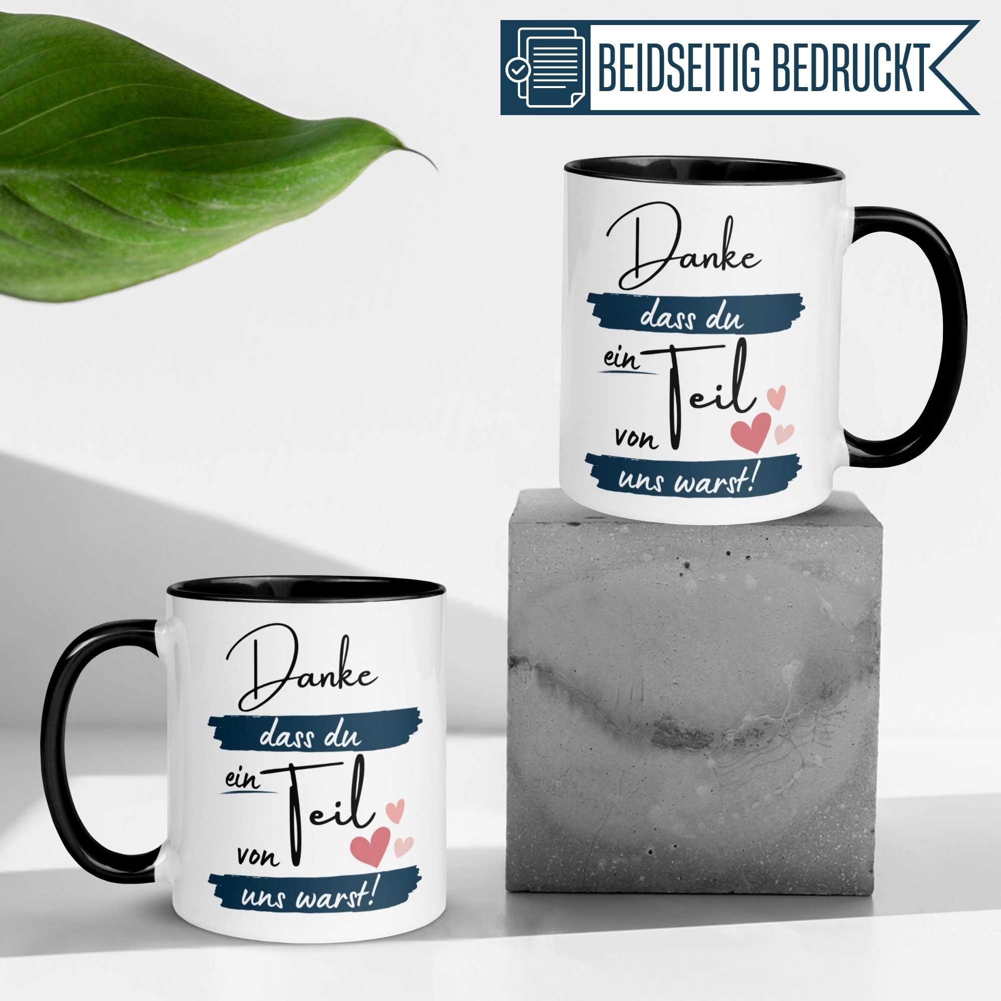 Momentals Tasse mit herzlichem Dankesspruch für Mitarbeiter, symbolisiert Teamgeist und Freundschaft.