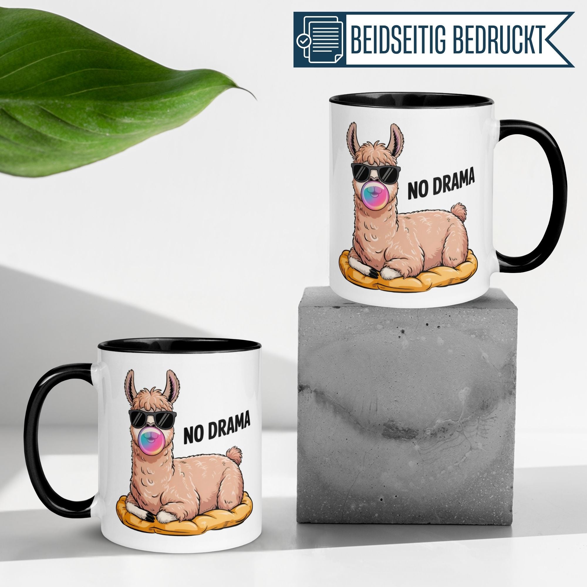 Tasse Lama – „NO DRAMA“ – lustiger Lama Geschenk Becher