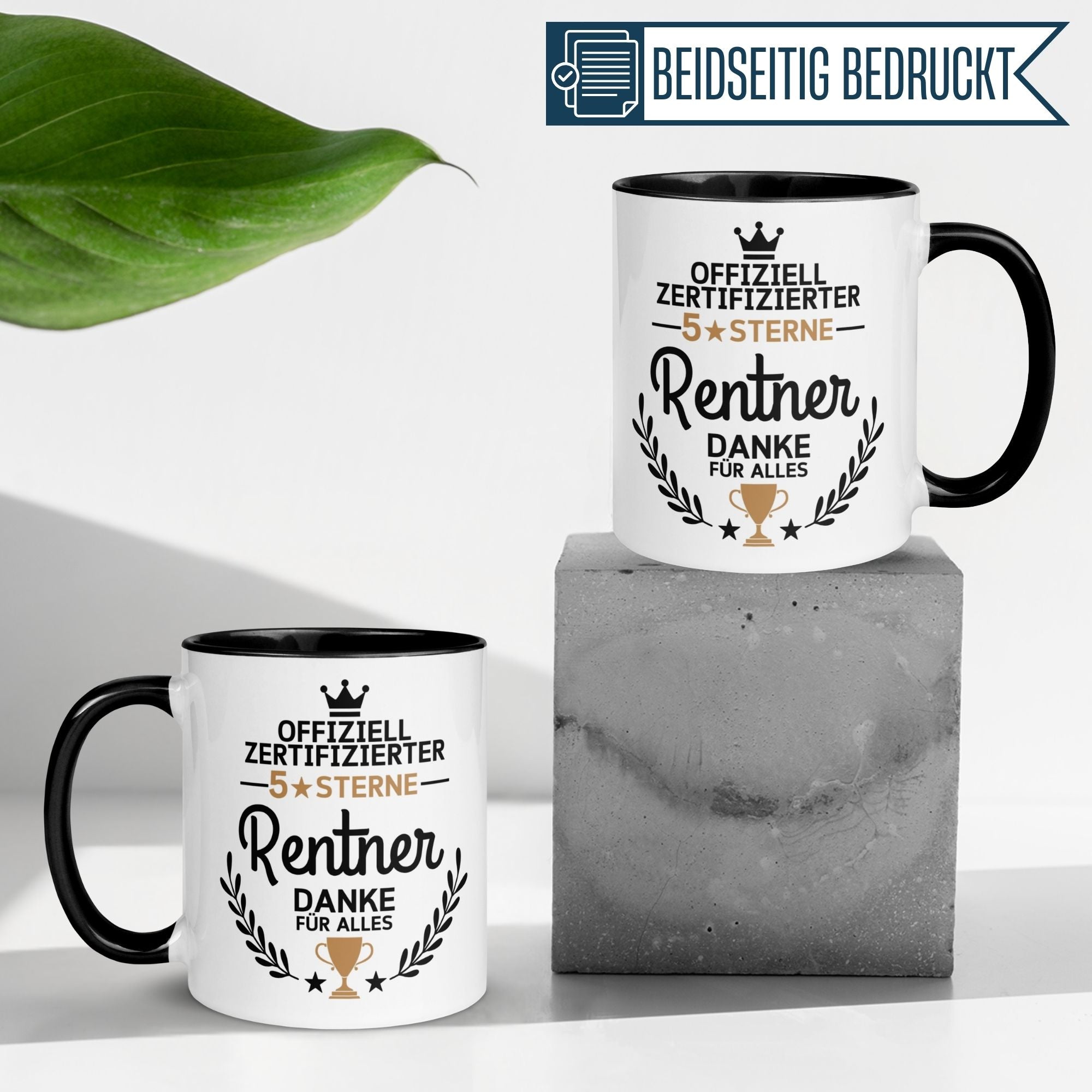Tasse Rentner – „Offiziell zertifizierter 5 Sterne Rentner“ – Geschenk Rente Mann