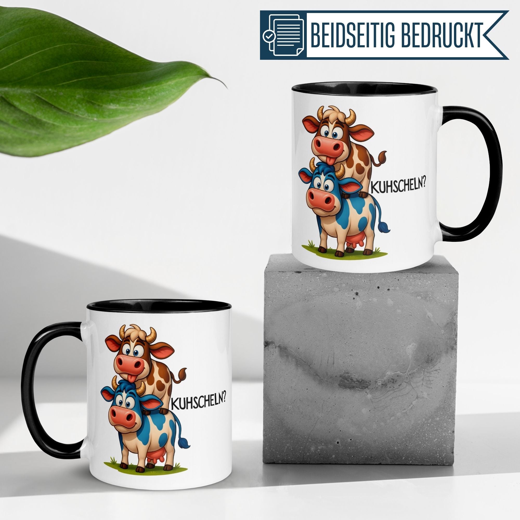 Tasse Kuh – „Kuhscheln?“ – lustiges Ich liebe Dich Geschenk
