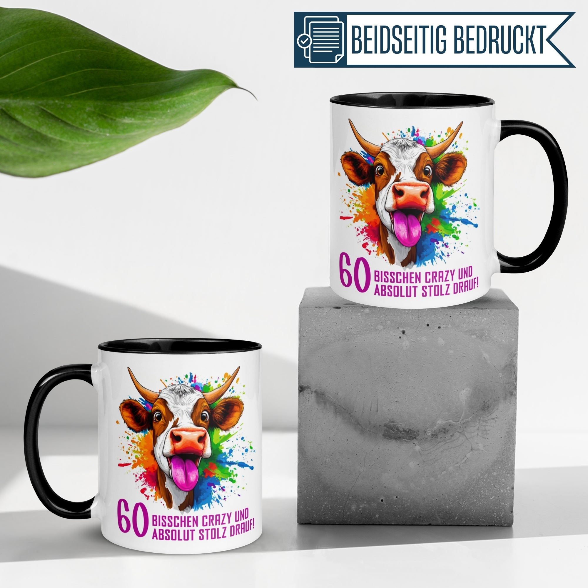 Tasse 60. Geburtstag Mann Frau – „Bisschen crazy und absolut stolz drauf“ – Geschenk zum Geburtstag Männer Frauen