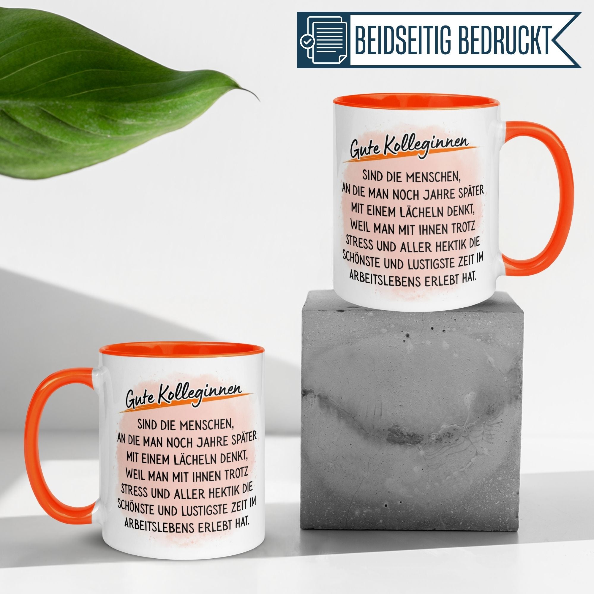 Tasse Kollegin – „An Gute Kolleginnen denkt man mit einem lächeln“ – Abschiedsgeschenk