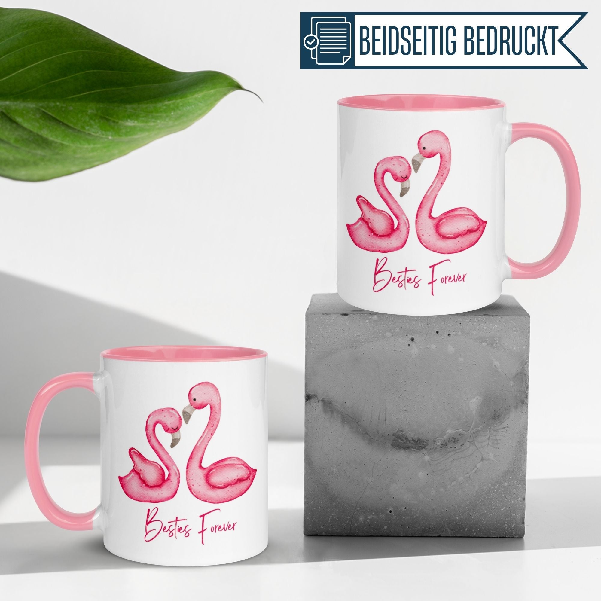 Momentals Flamingo Tasse mit Besties Forever Motiv für beste Freunde, humorvolle Freundschaft