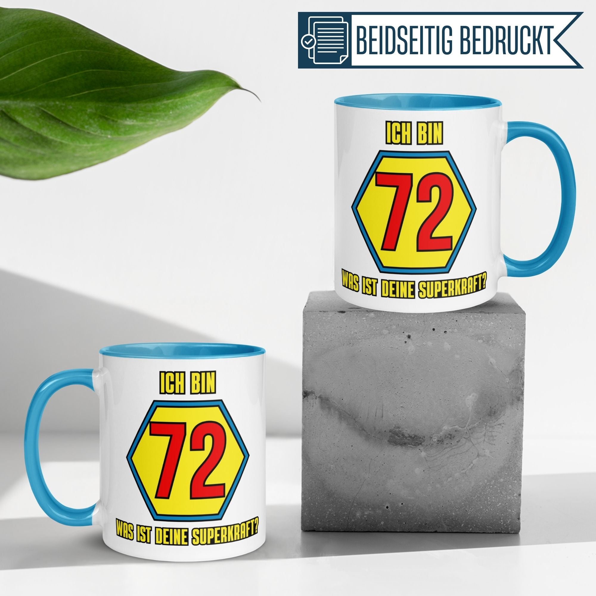 Momentals® Tasse 72. Geburtstag | Superheld & Spruch | Ich bin 72 und was ist deine Superkraft