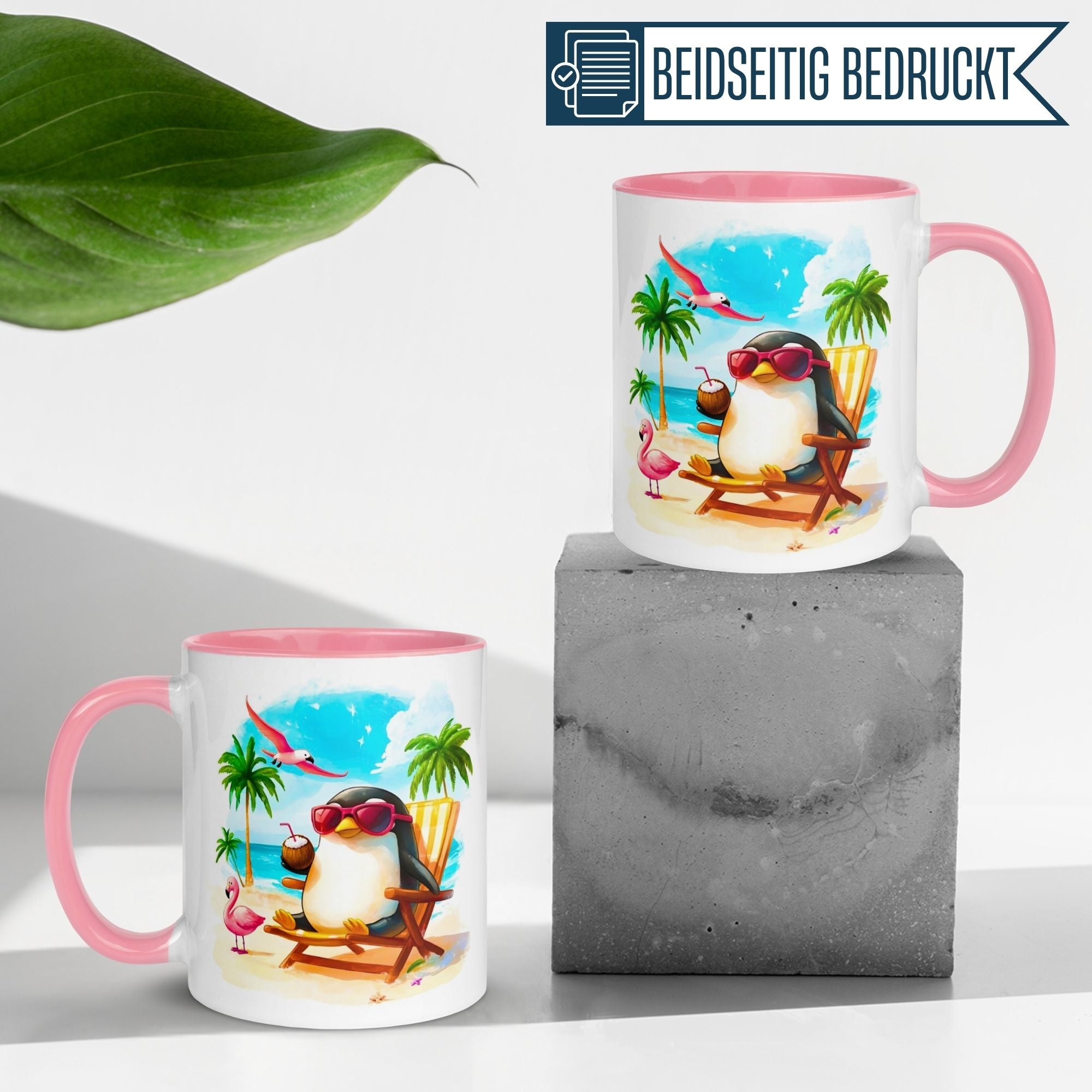 Momentals® Tasse | Pinguin am Strand & Sonnenbrille | Sommerdesign für Entspannte