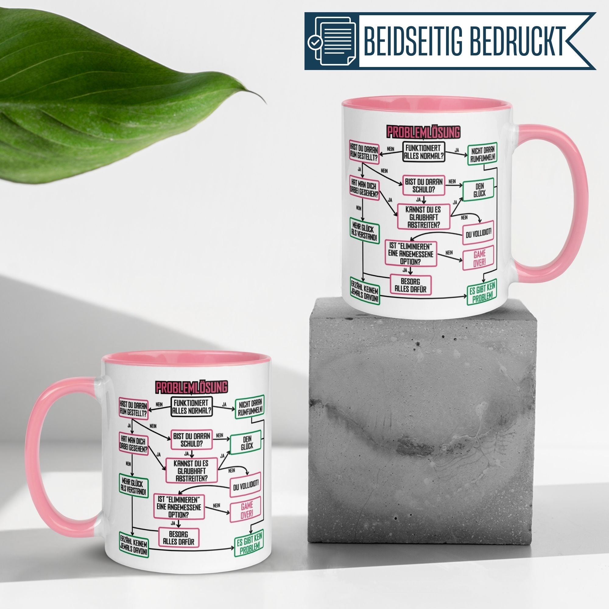 Tasse Kollegin | Lösungsweg & Flowchart | Problemlösung im Büro - Rosa