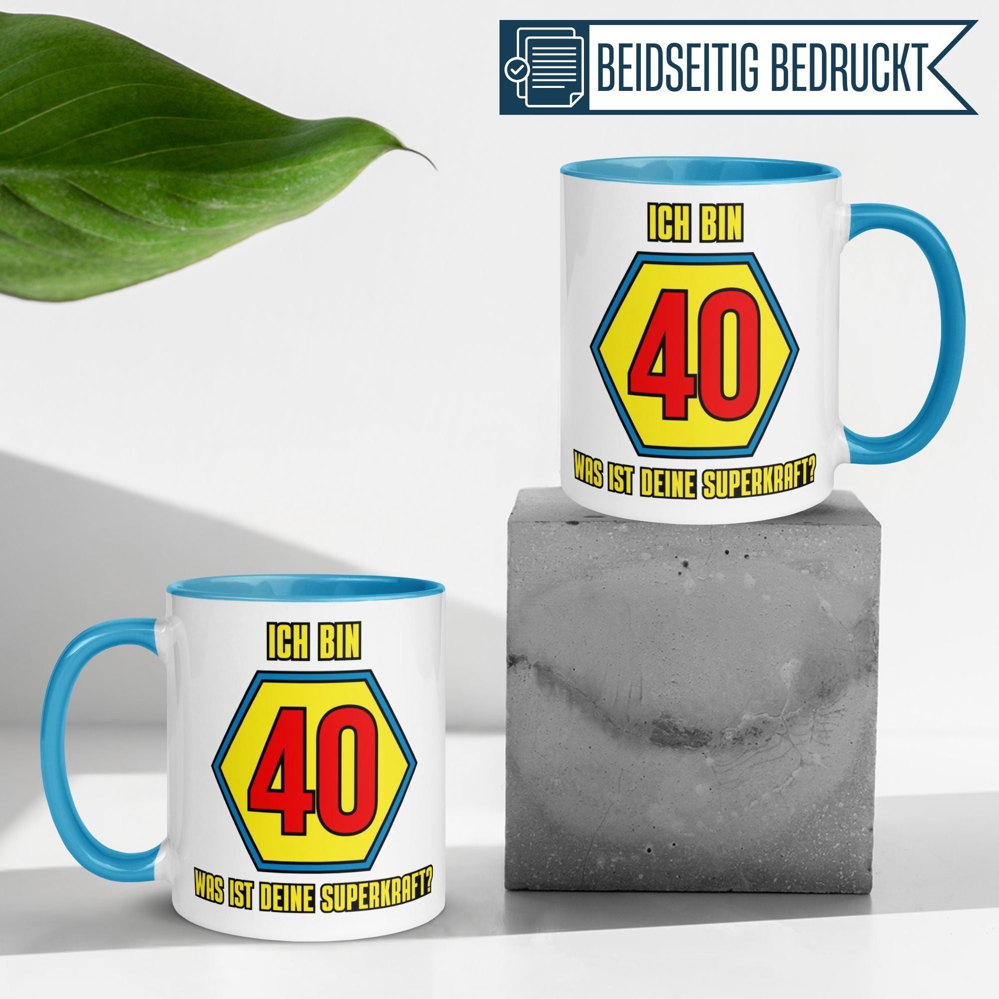 Momentals® Tasse 40. Geburtstag | Superheld & Spruch | Ich bin 40 und was ist deine Superkraft