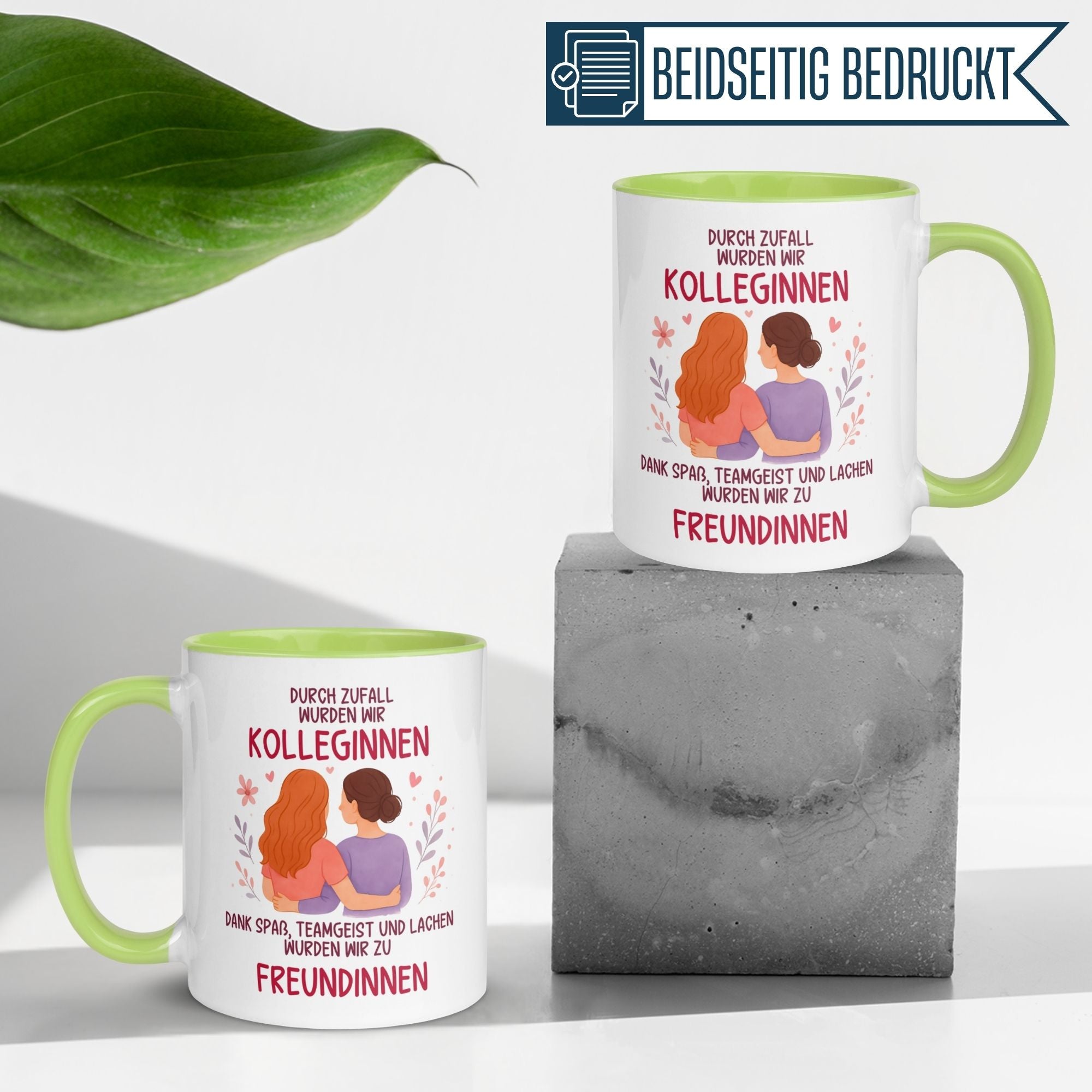 Momentals® Tasse Kollegin | Herzen & Spruch | Der Zufall machte uns zu Kolleginnen - Jetzt Freundinnen