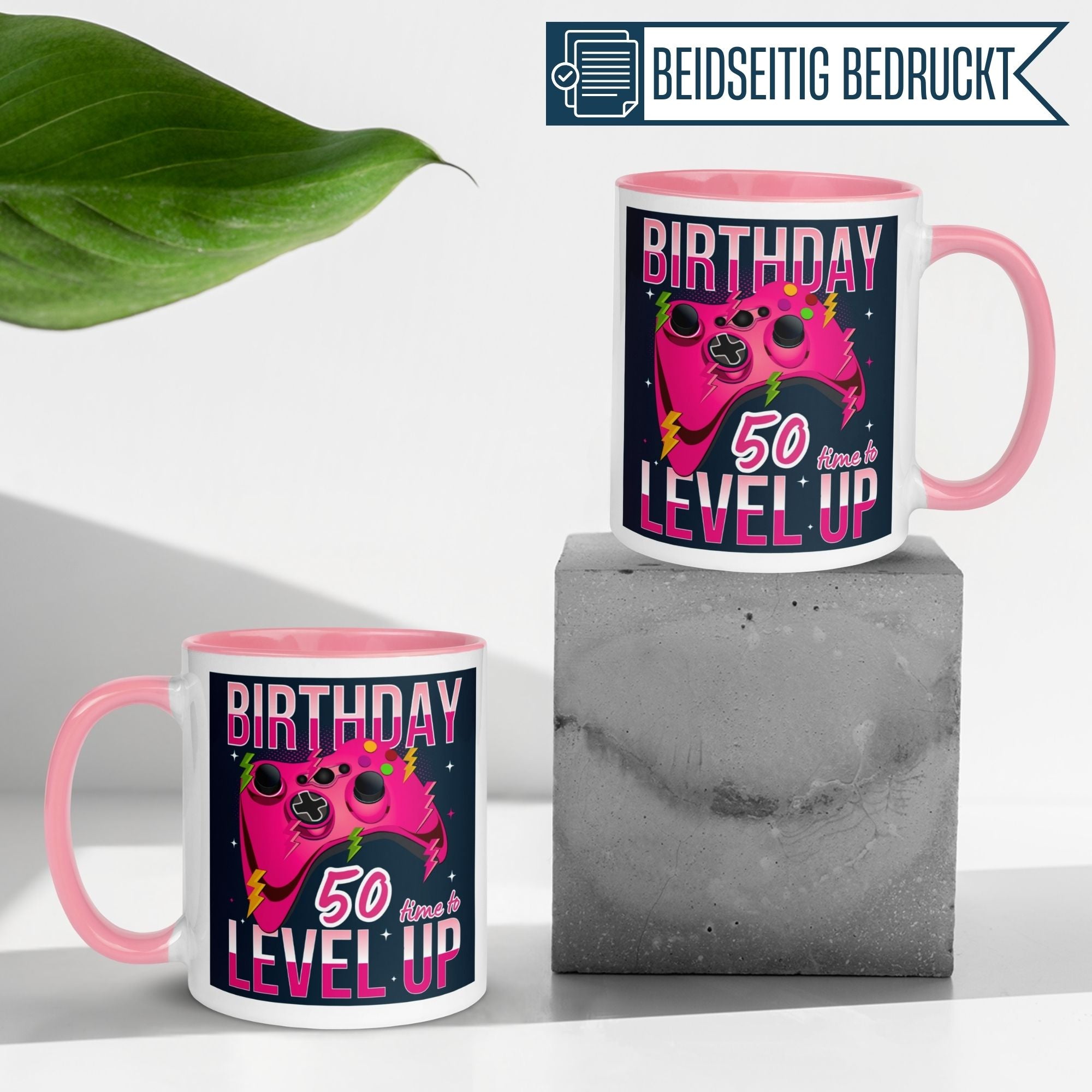 Momentals® Birthday Mug for 50th, Gamer Design, Fun Gift for Women, Time to Level Up, Colorful Print